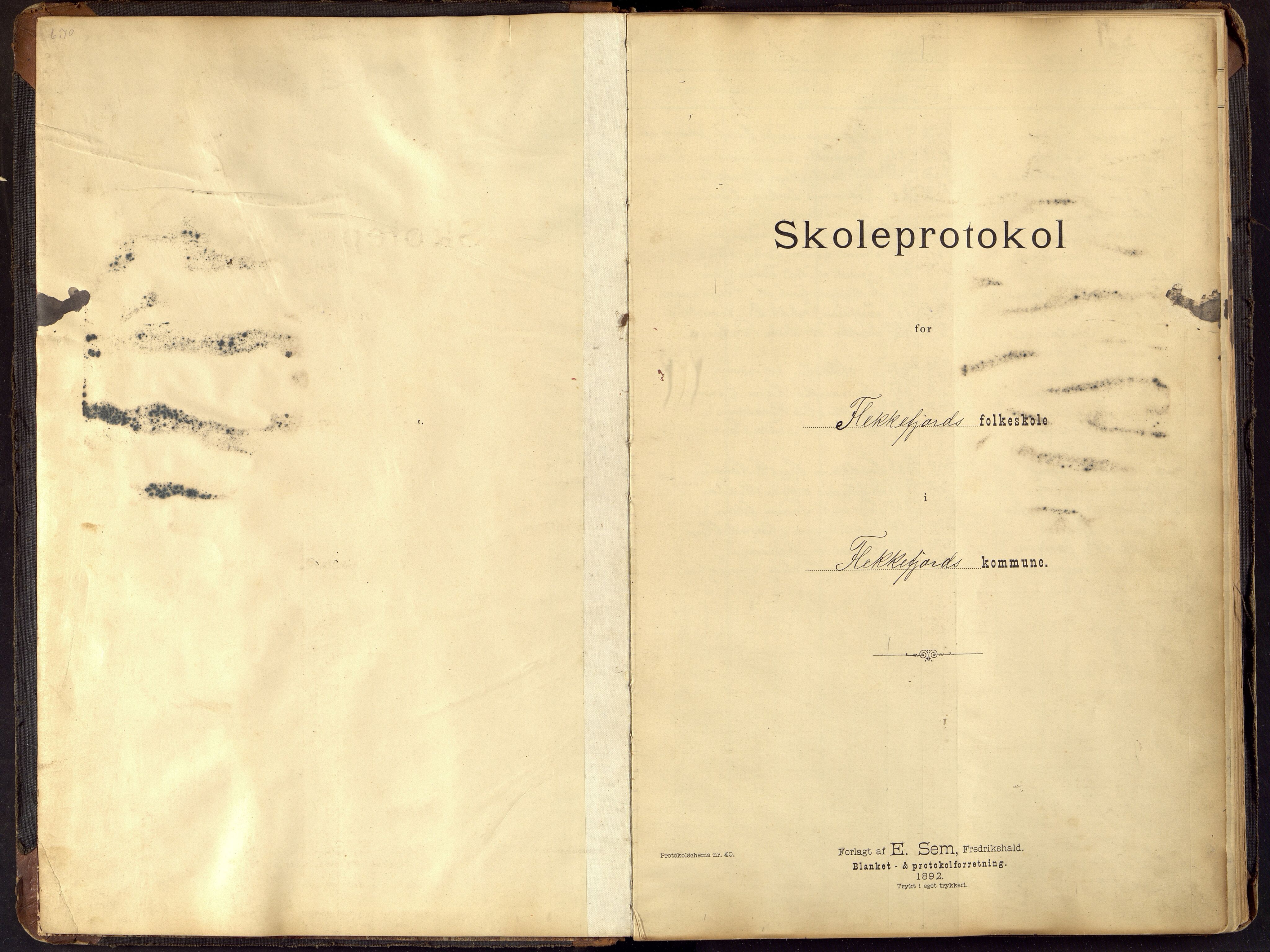 Flekkefjord By - Flekkefjord Folkeskole, ARKSOR/1004FG550/G/L0001: Karakterprotokoll, 1892-1923