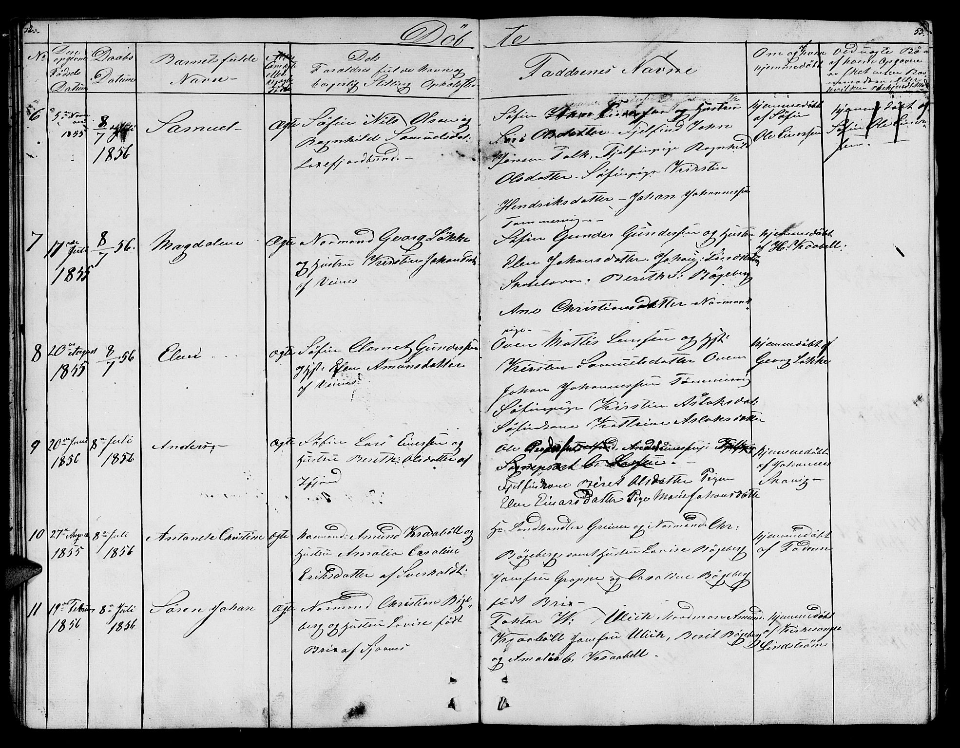 Lebesby sokneprestkontor, AV/SATØ-S-1353/H/Hb/L0001klokker: Parish register (copy) no. 1, 1846-1862, p. 52-53
