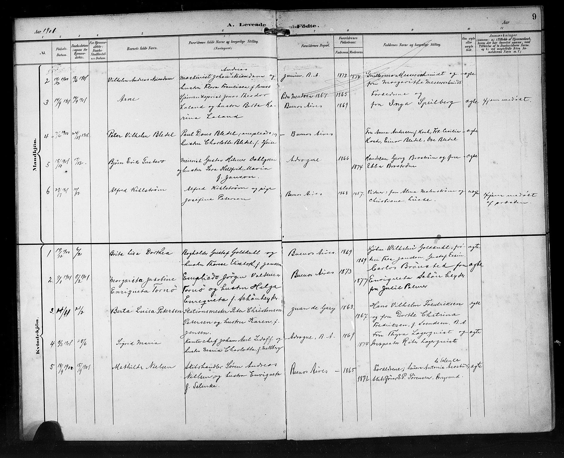 Den norske sjømannsmisjon i utlandet/Syd-Amerika (Buenos Aires m.fl.), SAB/SAB/PA-0118/H/Ha/L0002: Parish register (official) no. A 2, 1899-1919, p. 9