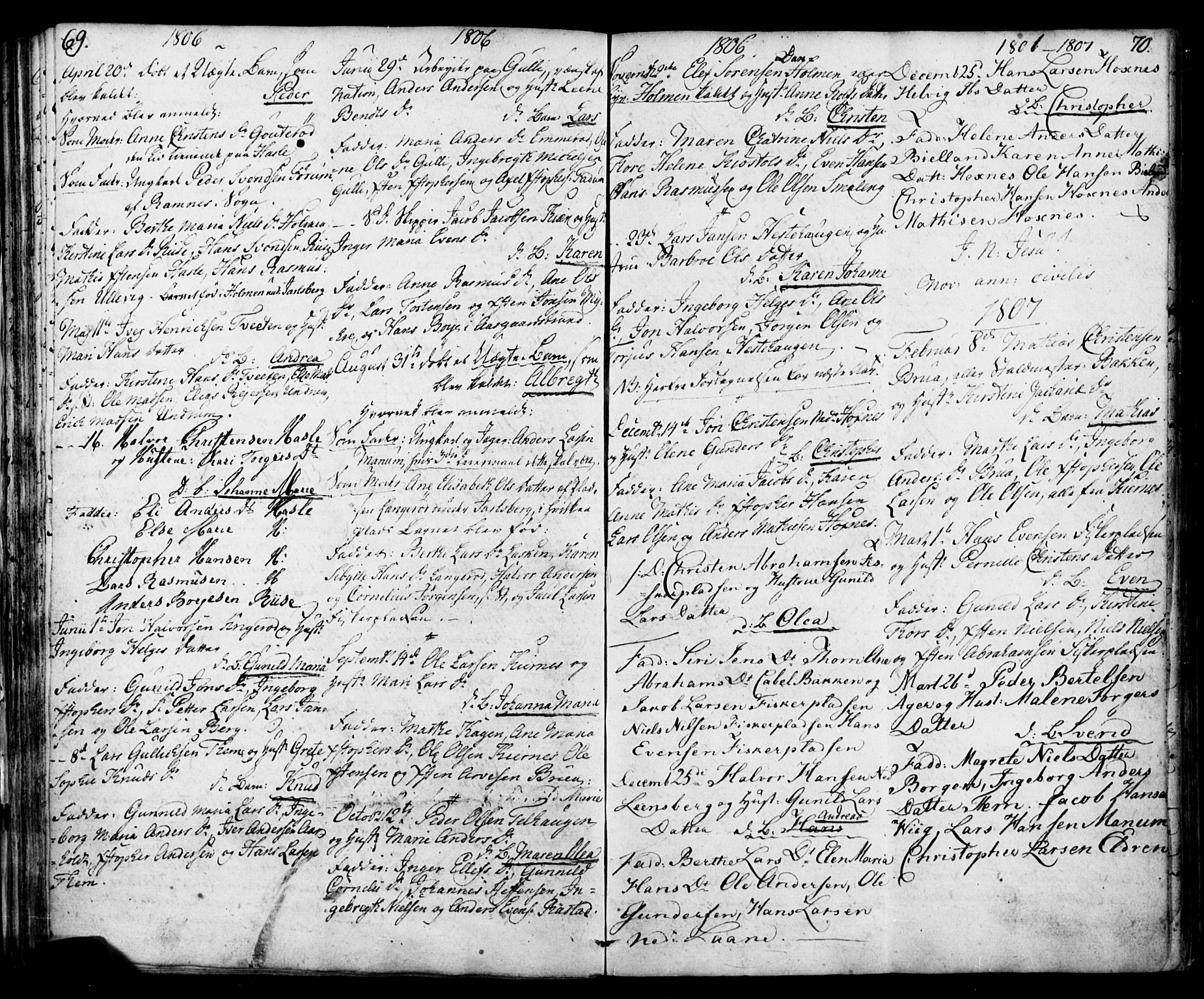 Sem kirkebøker, AV/SAKO-A-5/F/Fa/L0003: Parish register (official) no. I 3, 1799-1814, p. 69-70