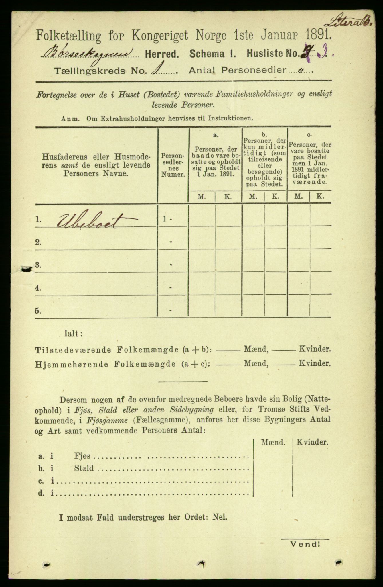 RA, 1891 census for 1657 Børseskogn, 1891, p. 19