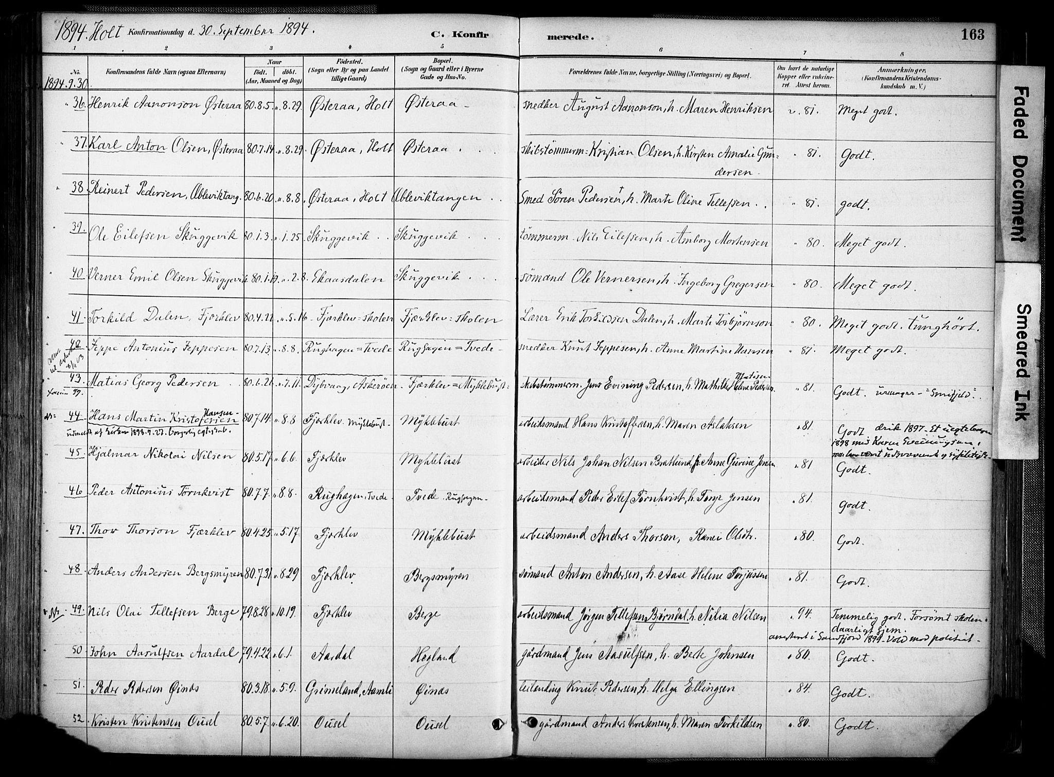 Holt sokneprestkontor, AV/SAK-1111-0021/F/Fa/L0012: Parish register (official) no. A 12, 1885-1907, p. 163