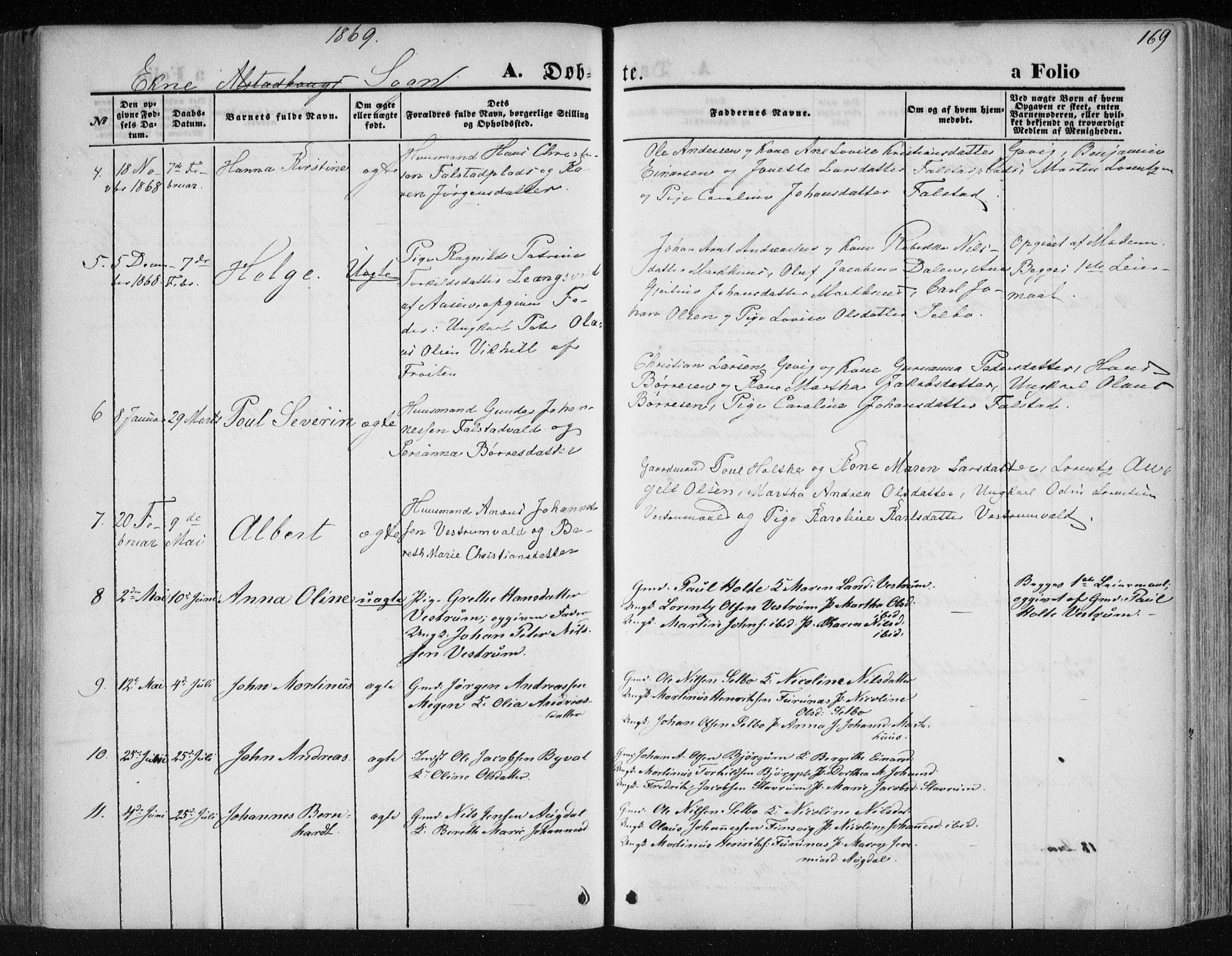 Ministerialprotokoller, klokkerbøker og fødselsregistre - Nord-Trøndelag, SAT/A-1458/717/L0158: Parish register (official) no. 717A08 /2, 1863-1877, p. 169