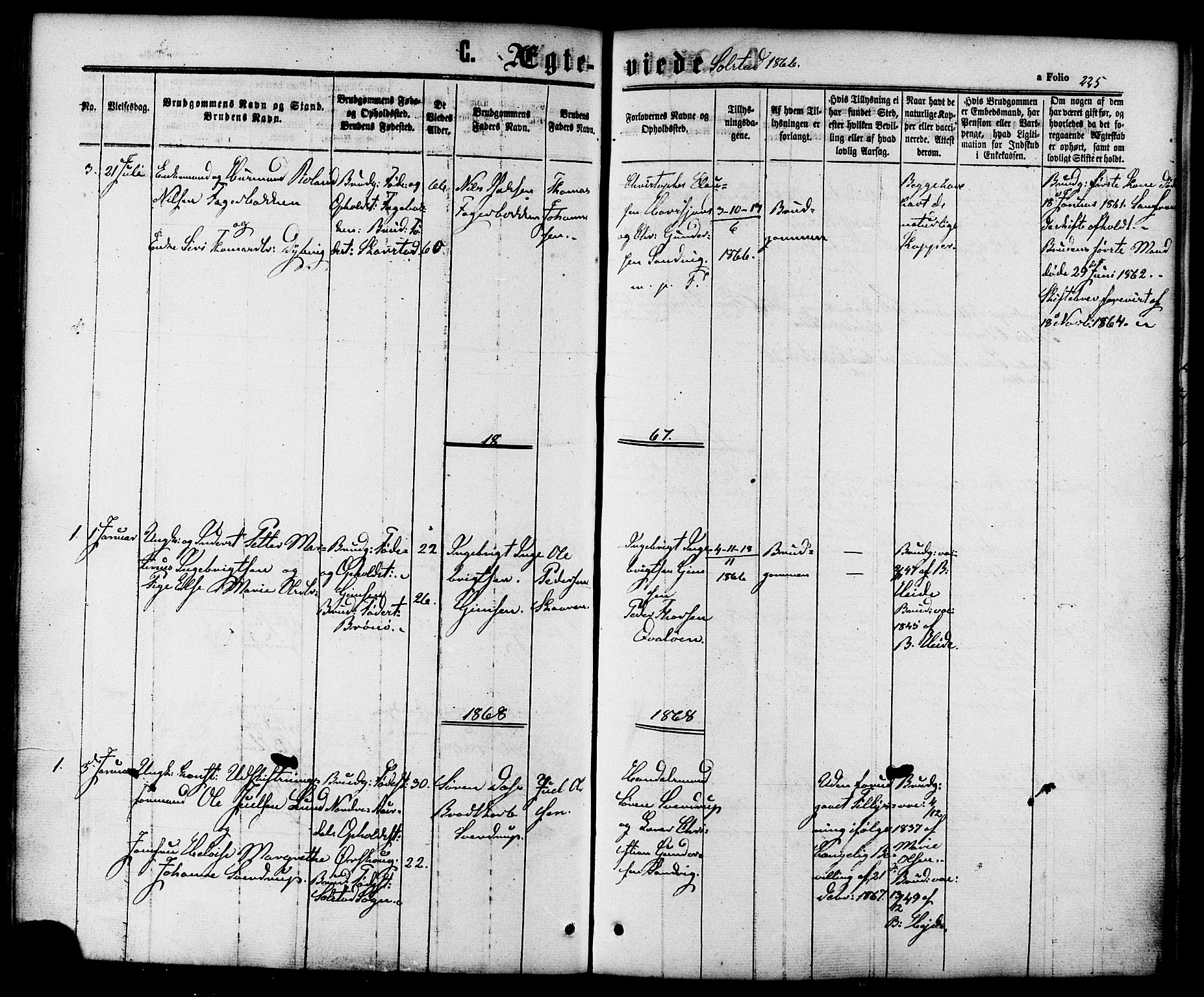 Ministerialprotokoller, klokkerbøker og fødselsregistre - Nordland, AV/SAT-A-1459/810/L0147: Parish register (official) no. 810A08 /2, 1862-1874, p. 225