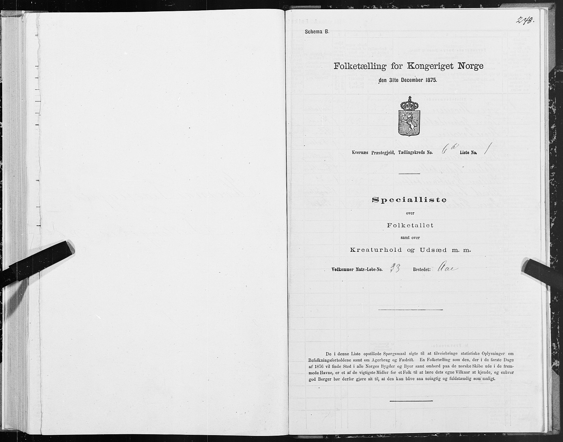 SAT, 1875 census for 1553P Kvernes, 1875, p. 3248