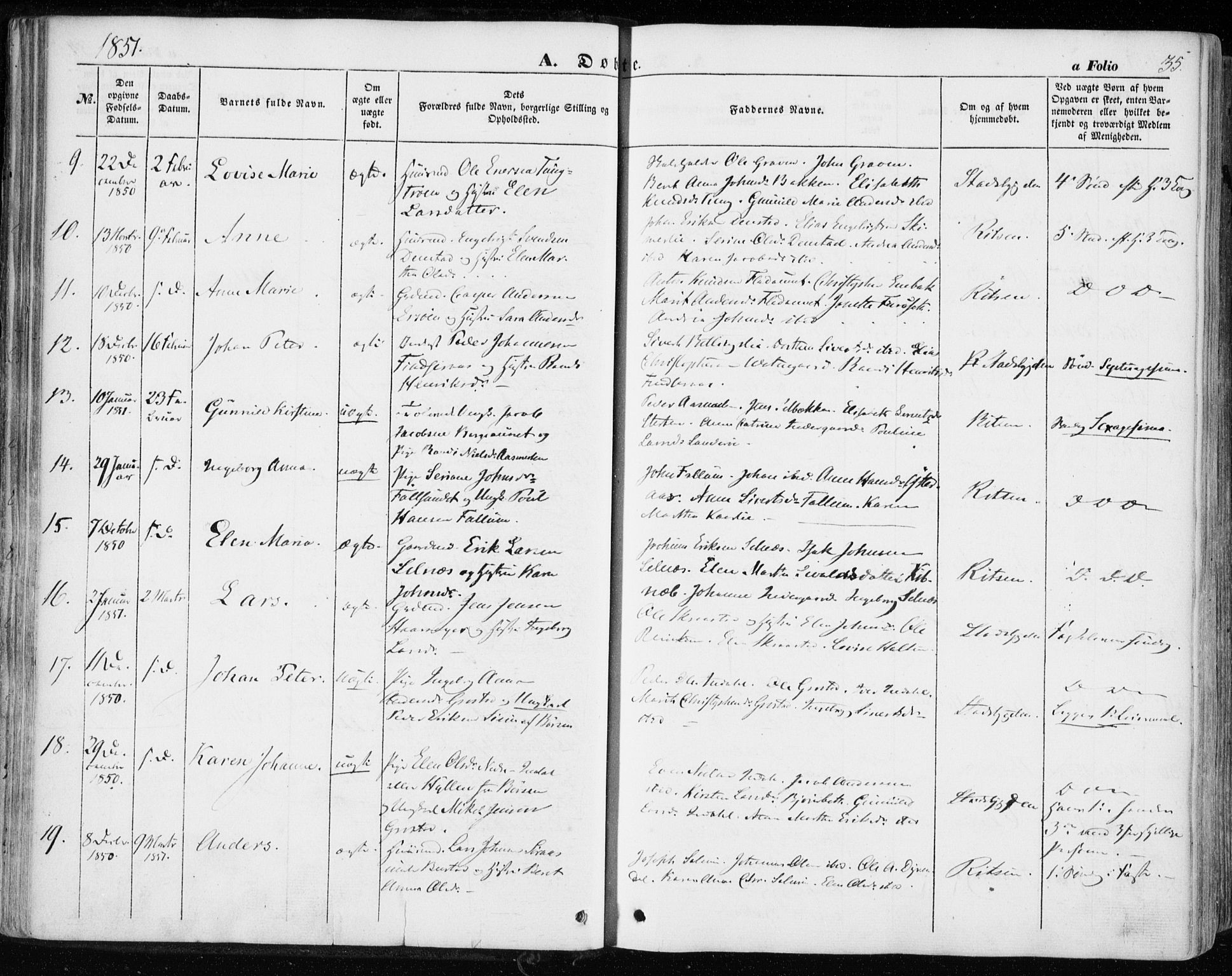 Ministerialprotokoller, klokkerbøker og fødselsregistre - Sør-Trøndelag, SAT/A-1456/646/L0611: Parish register (official) no. 646A09, 1848-1857, p. 35