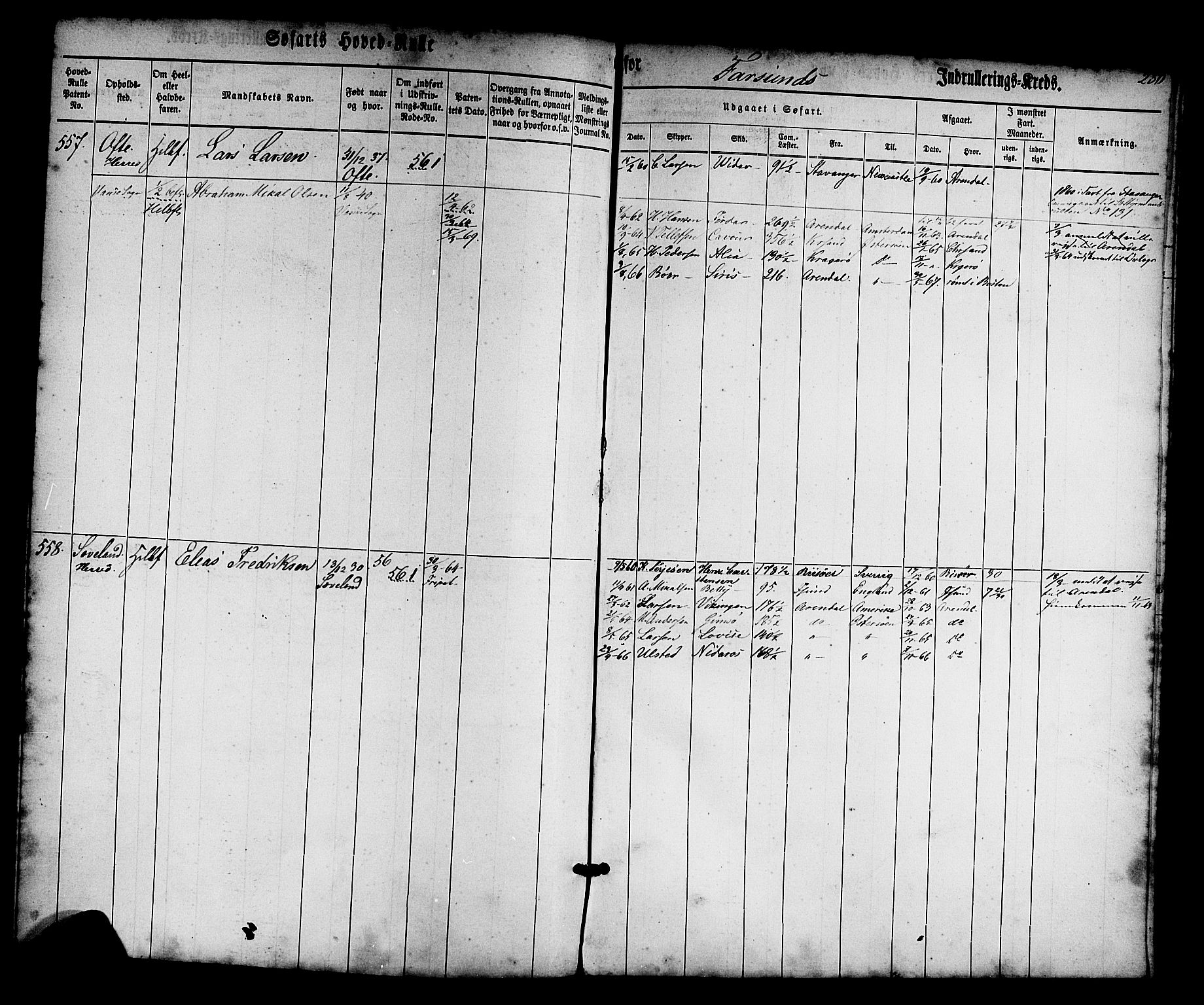 Farsund mønstringskrets, SAK/2031-0017/F/Fb/L0013: Hovedrulle nr 1-574, Z-5, 1860-1869, p. 282