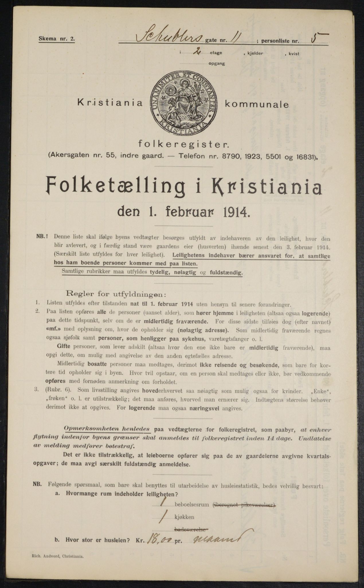 OBA, Municipal Census 1914 for Kristiania, 1914, p. 92752