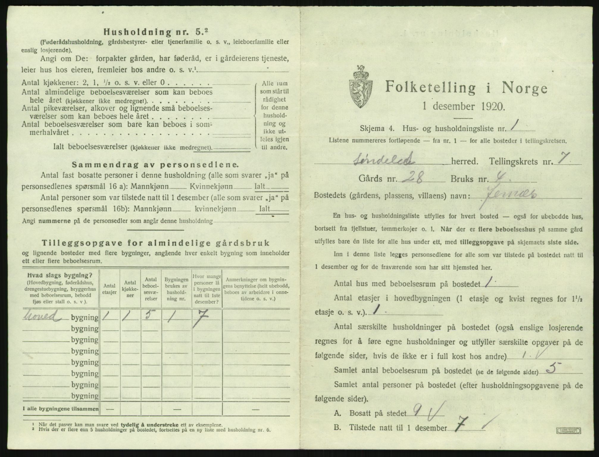 SAK, 1920 census for Søndeled, 1920, p. 617