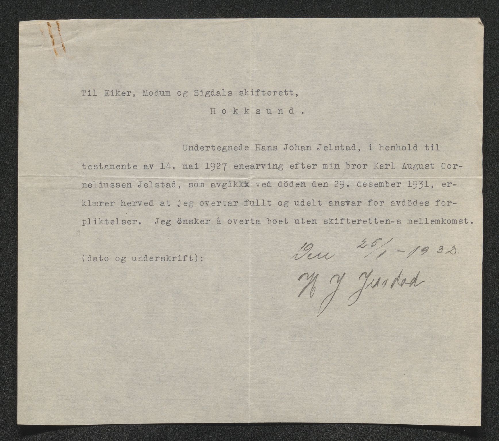 Eiker, Modum og Sigdal sorenskriveri, AV/SAKO-A-123/H/Ha/Hab/L0046: Dødsfallsmeldinger, 1930-1931, p. 1244