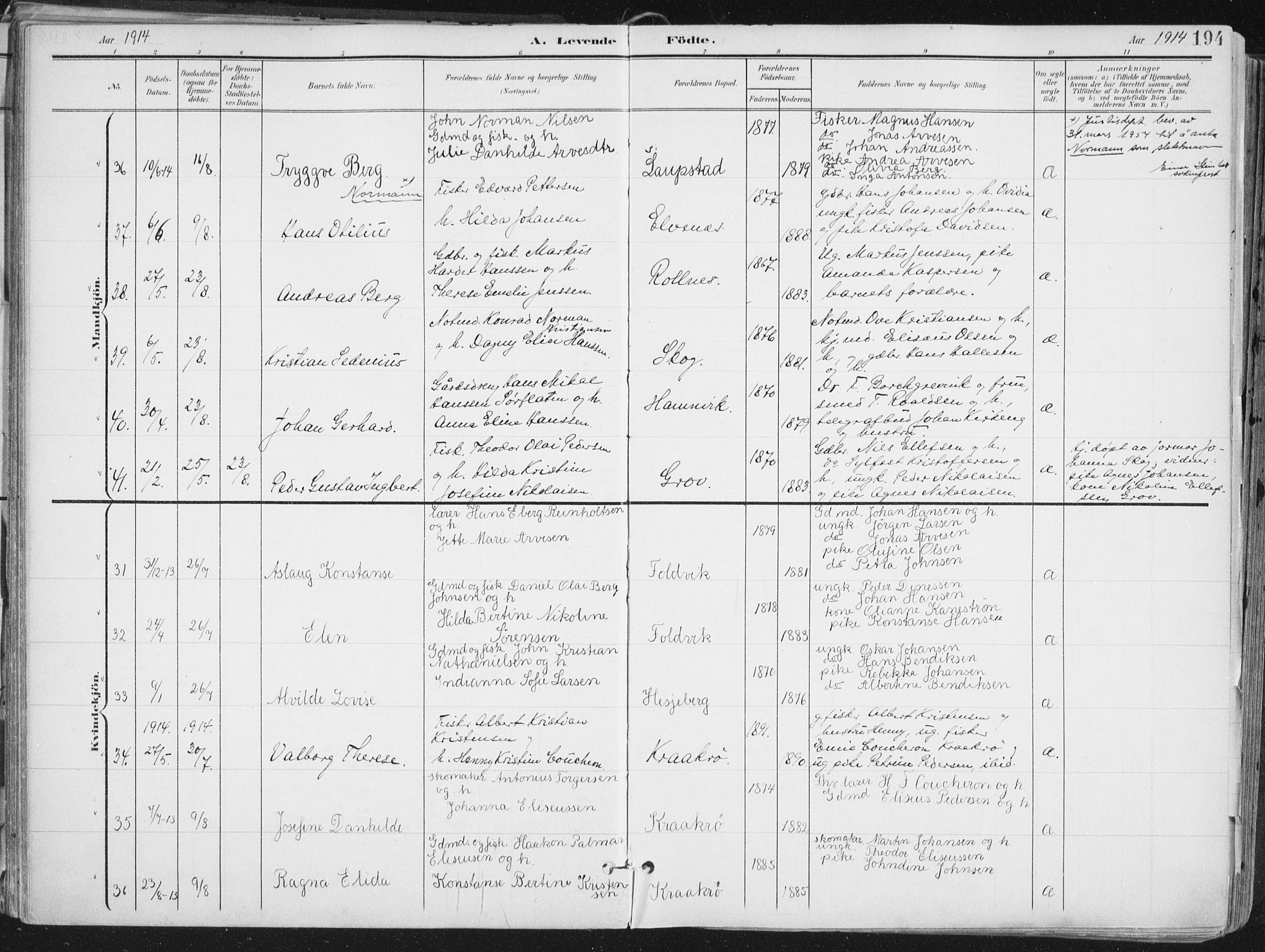 Ibestad sokneprestembete, SATØ/S-0077/H/Ha/Haa/L0017kirke: Parish register (official) no. 17, 1901-1914, p. 194