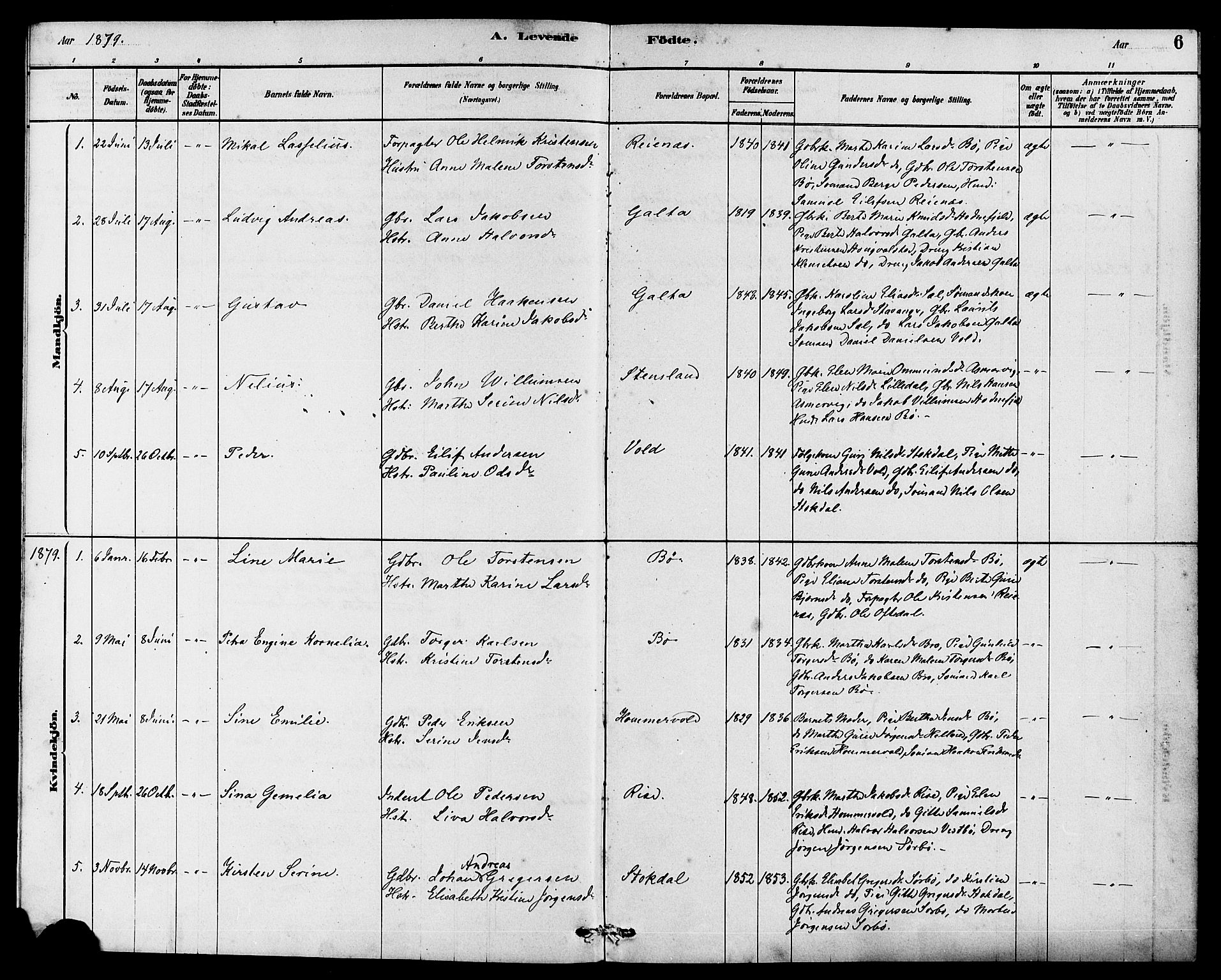 Rennesøy sokneprestkontor, AV/SAST-A -101827/H/Ha/Haa/L0008: Parish register (official) no. A 8, 1878-1890, p. 6