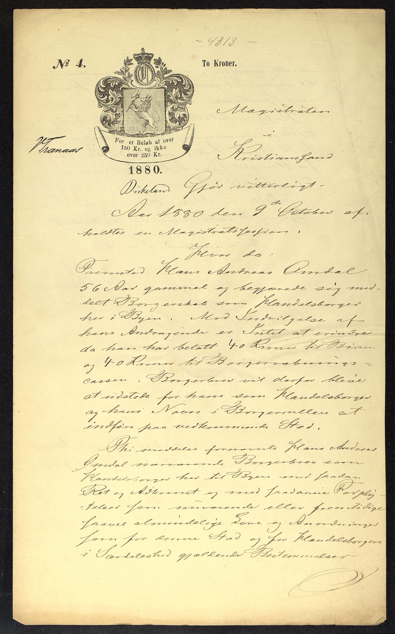 Kristiansand By - Magistraten, ARKSOR/1001KG122/G/Gc/L0009: Borgerbrev, 1877-1901
