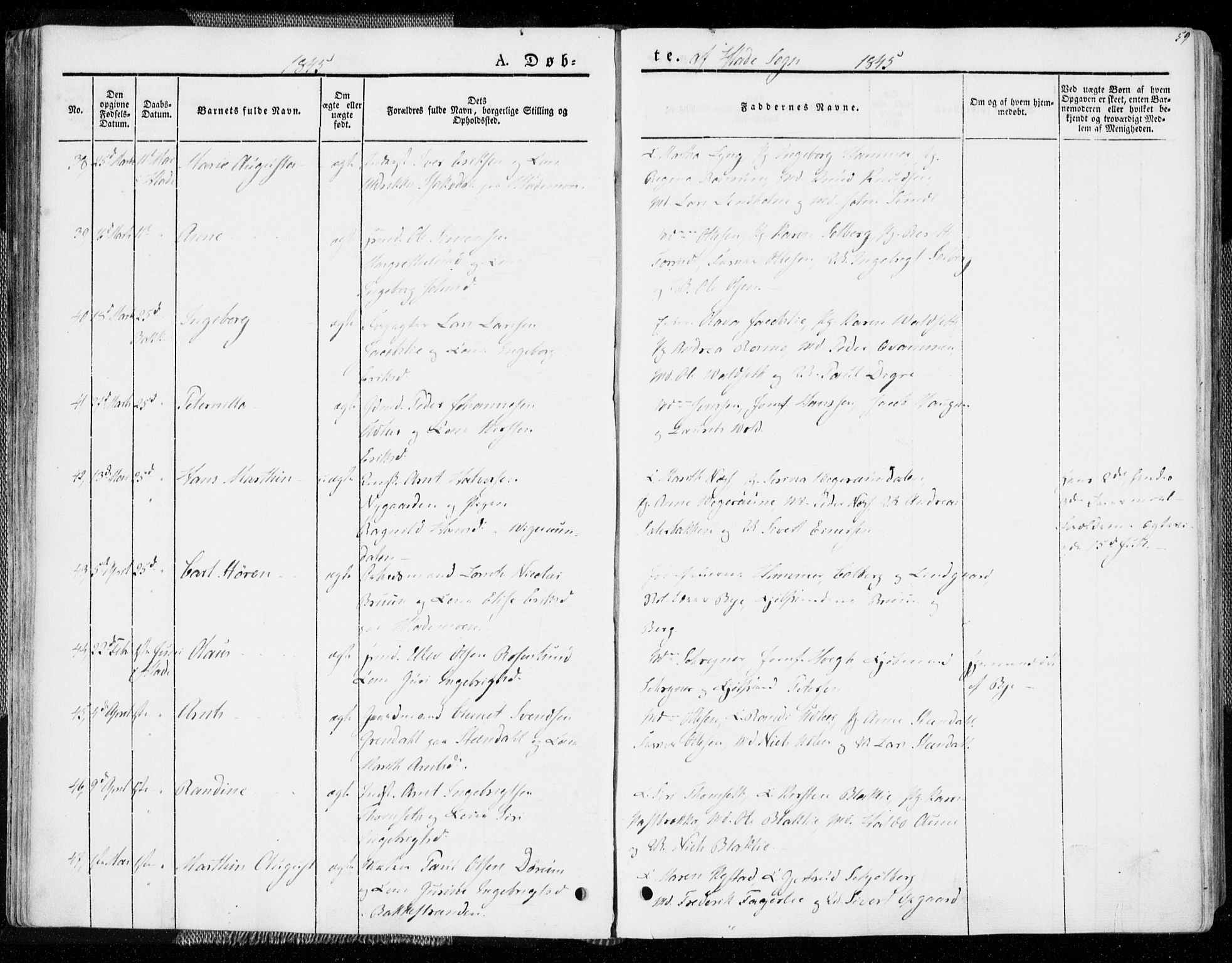 Ministerialprotokoller, klokkerbøker og fødselsregistre - Sør-Trøndelag, AV/SAT-A-1456/606/L0290: Parish register (official) no. 606A05, 1841-1847, p. 59