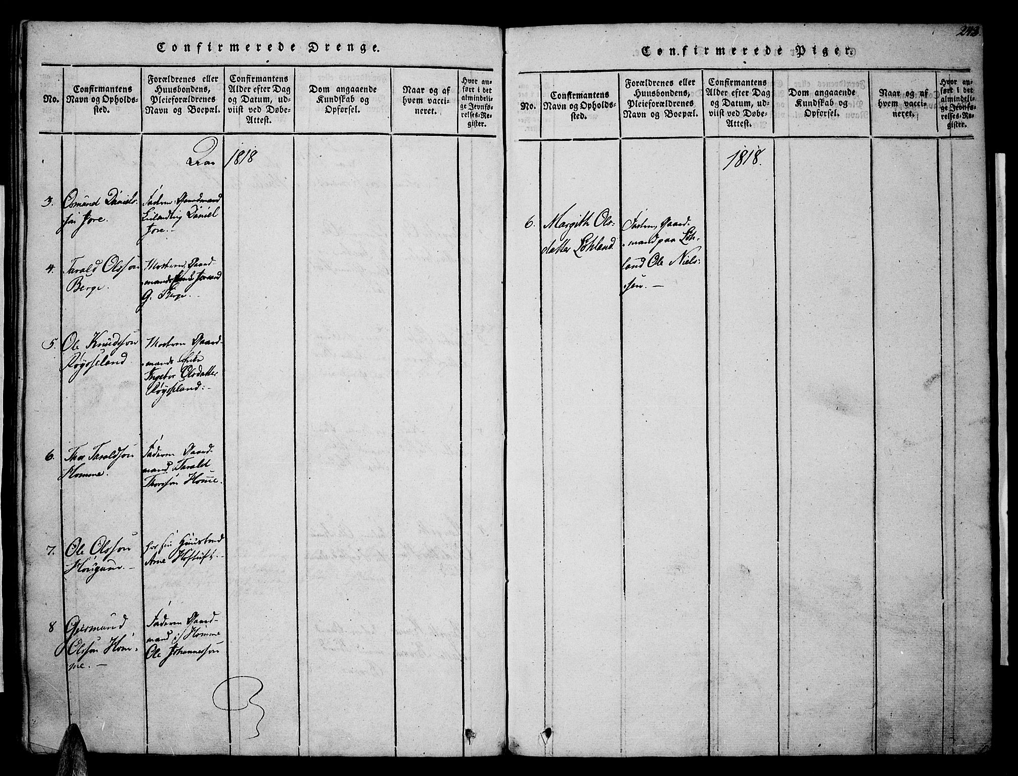 Valle sokneprestkontor, SAK/1111-0044/F/Fa/Fac/L0005: Parish register (official) no. A 5 /1, 1816-1831, p. 243