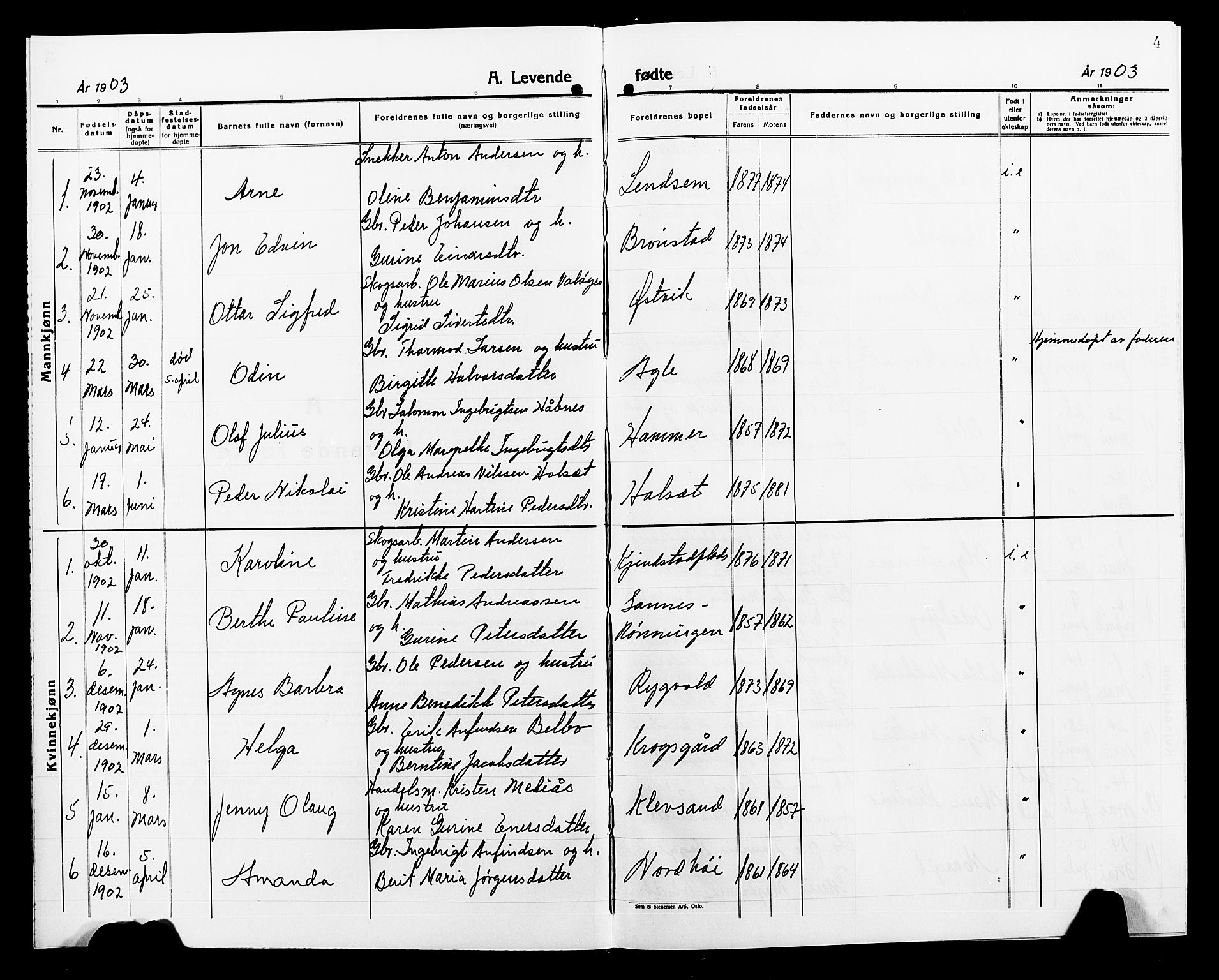 Ministerialprotokoller, klokkerbøker og fødselsregistre - Nord-Trøndelag, SAT/A-1458/749/L0488: Parish register (official) no. 749D04, 1903-1915, p. 4