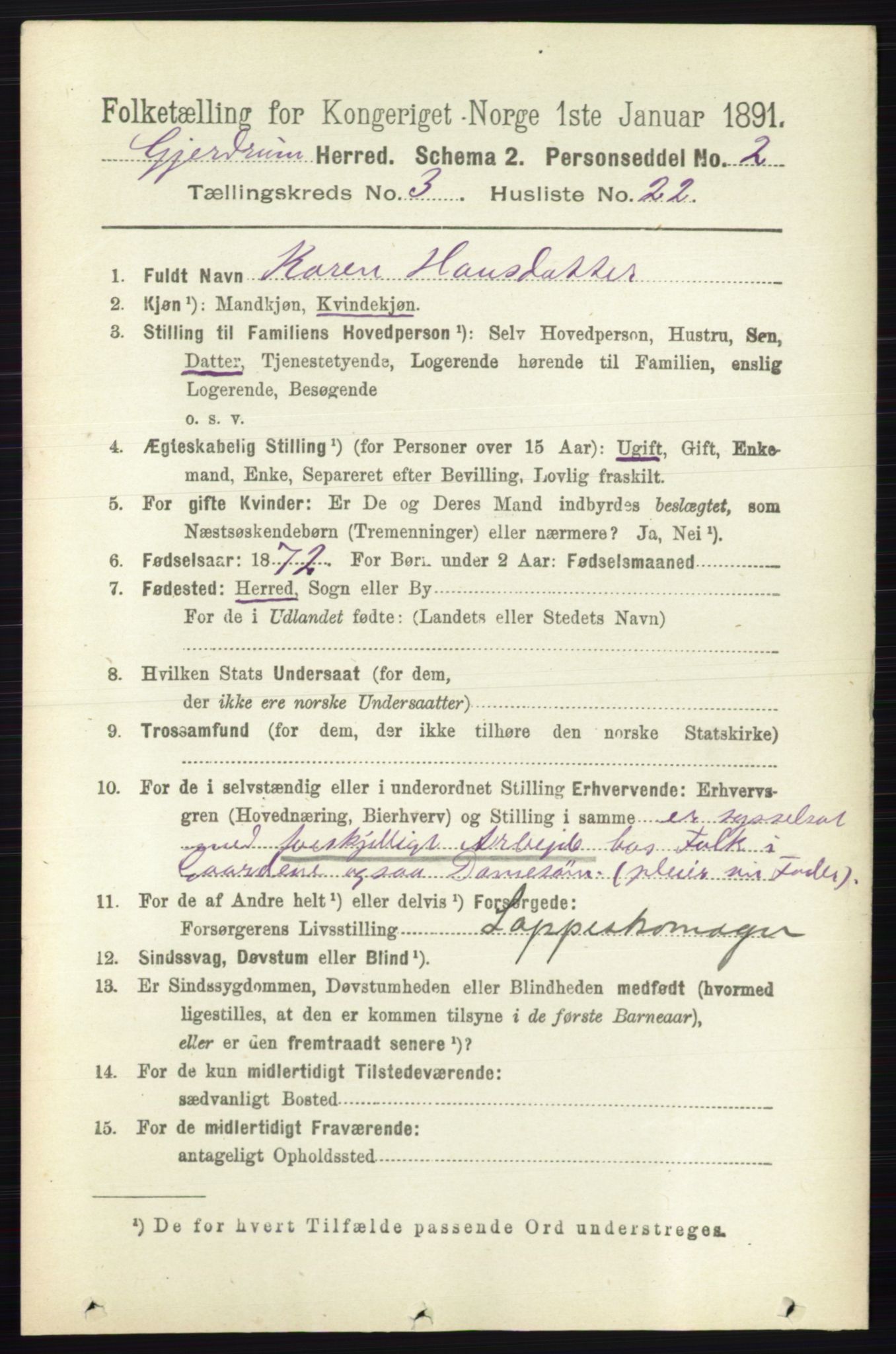 RA, 1891 census for 0234 Gjerdrum, 1891, p. 1379
