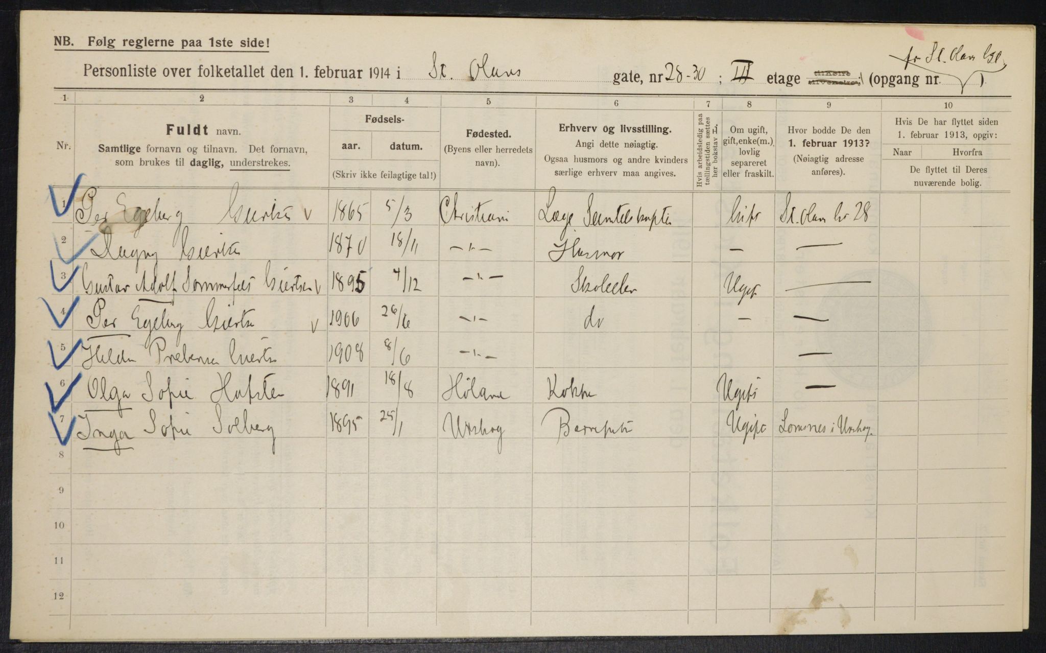 OBA, Municipal Census 1914 for Kristiania, 1914, p. 88184