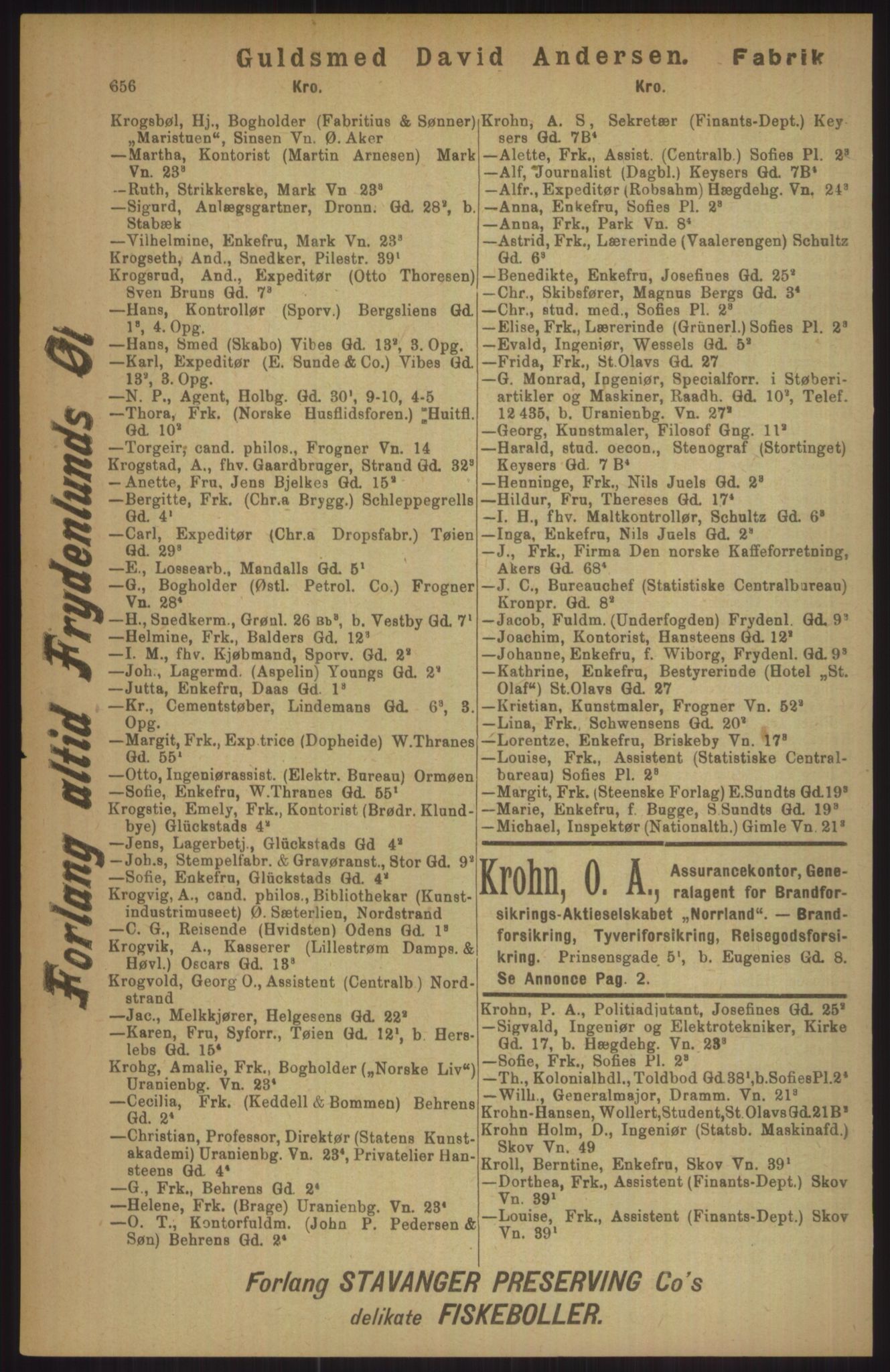 Kristiania/Oslo adressebok, PUBL/-, 1911, p. 656