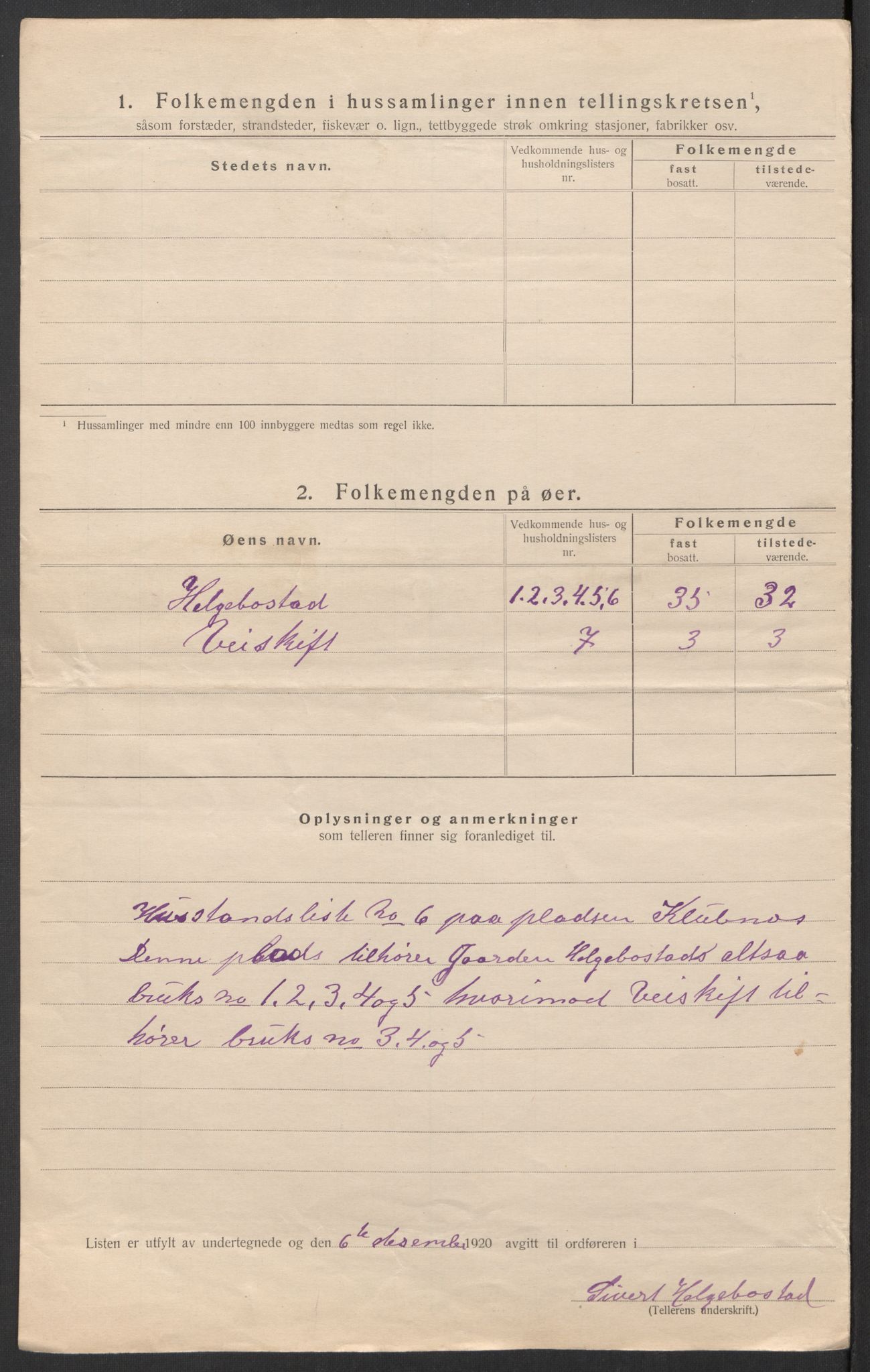 SAT, 1920 census for Hitra, 1920, p. 20