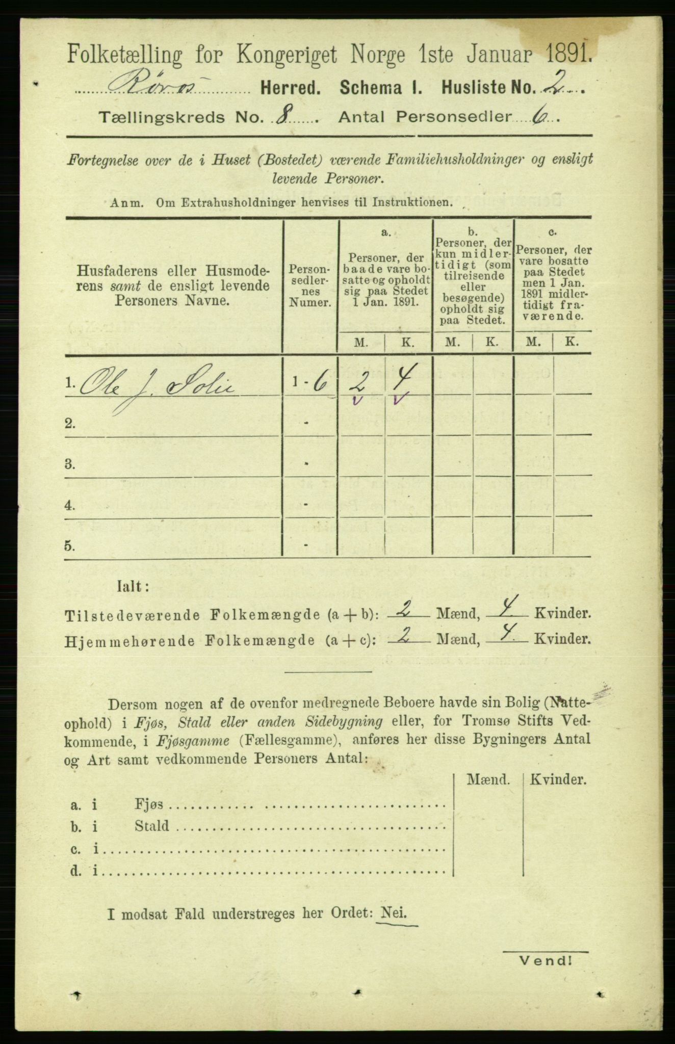 RA, 1891 census for 1640 Røros, 1891, p. 1579