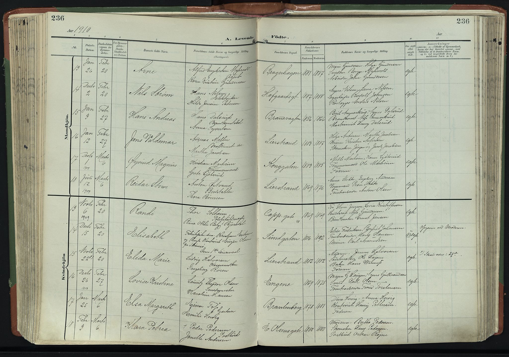 Bragernes kirkebøker, AV/SAKO-A-6/F/Fb/L0009: Parish register (official) no. II 9, 1902-1911, p. 236