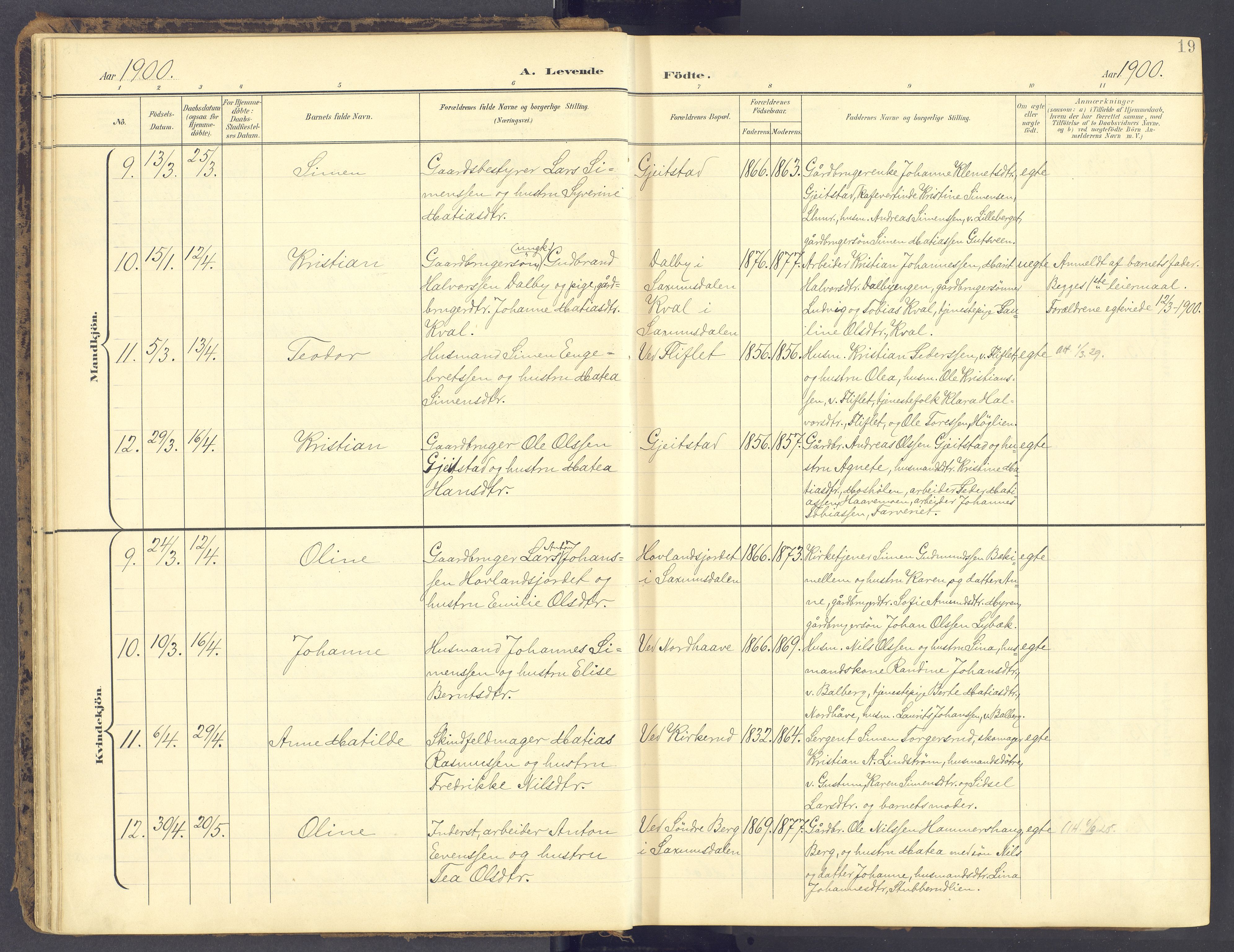 Fåberg prestekontor, SAH/PREST-086/H/Ha/Haa/L0012: Parish register (official) no. 12, 1899-1915, p. 19