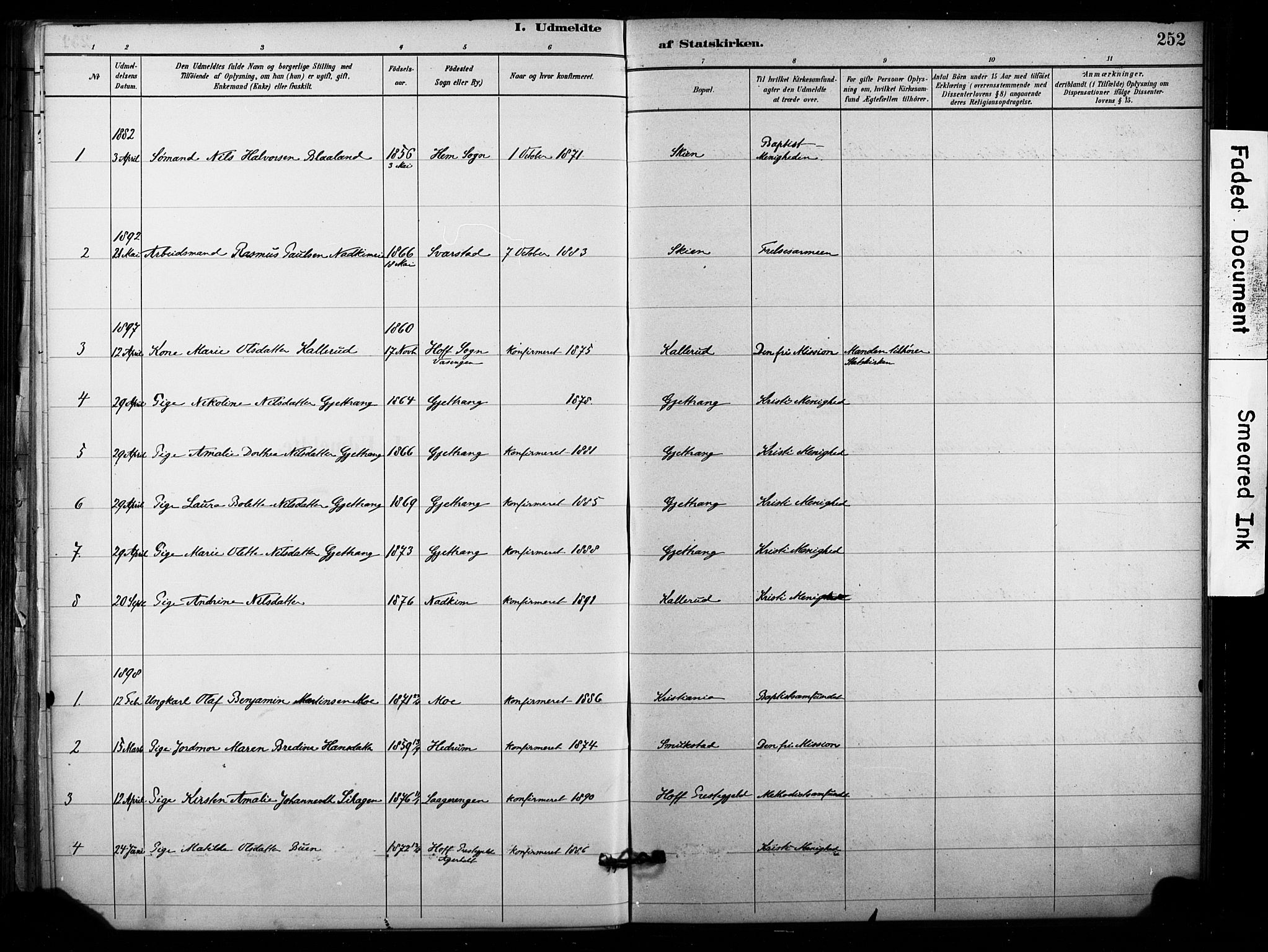 Lardal kirkebøker, AV/SAKO-A-350/F/Fb/L0001: Parish register (official) no. II 1, 1881-1911, p. 252