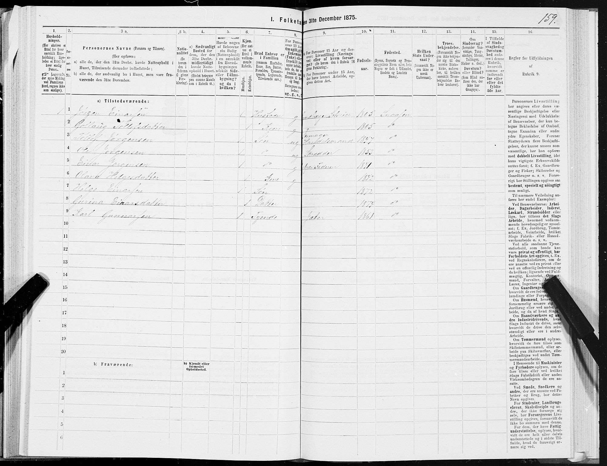 SAT, 1875 census for 1736P Snåsa, 1875, p. 1159