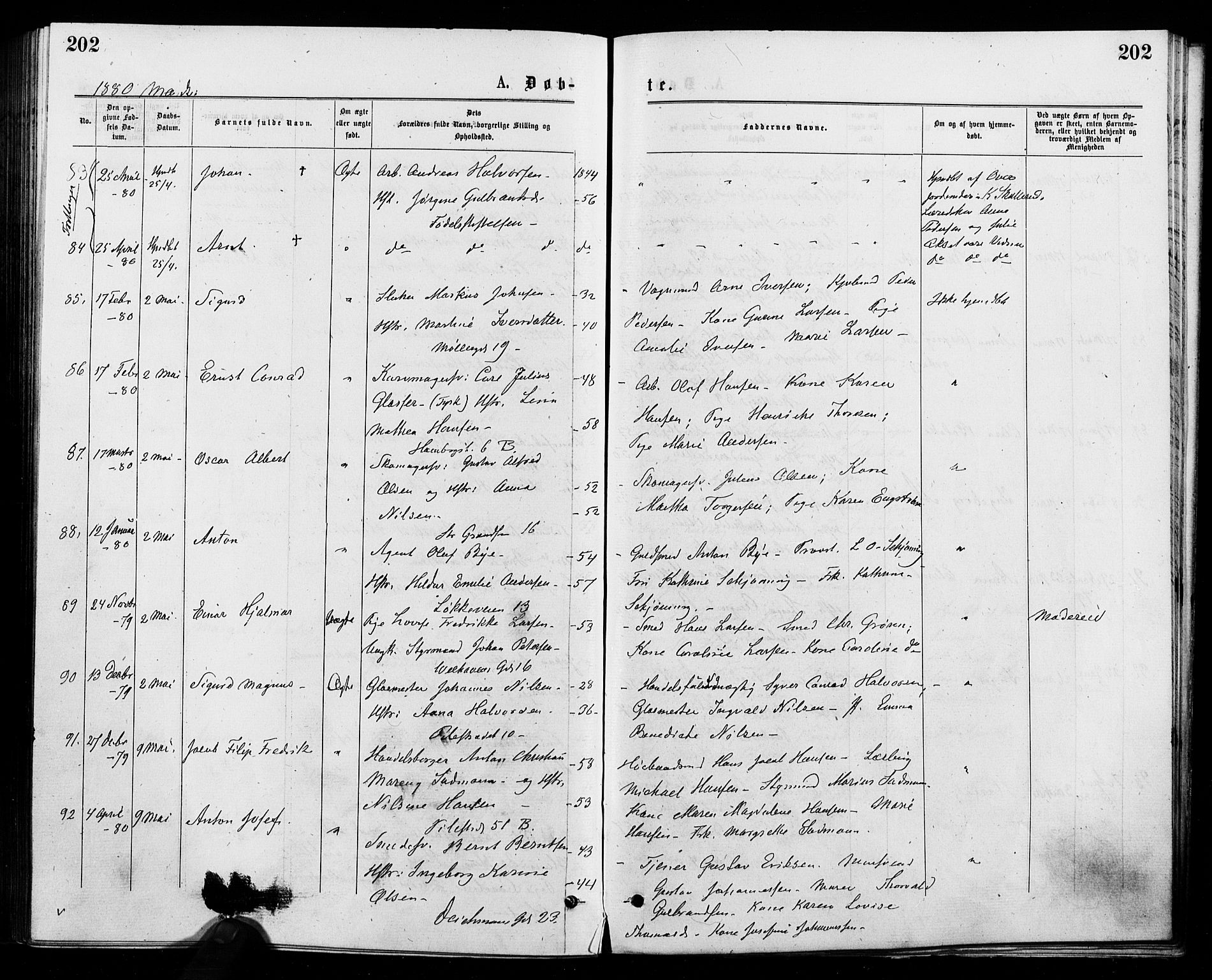 Trefoldighet prestekontor Kirkebøker, SAO/A-10882/F/Fa/L0004: Parish register (official) no. I 4, 1876-1880, p. 202