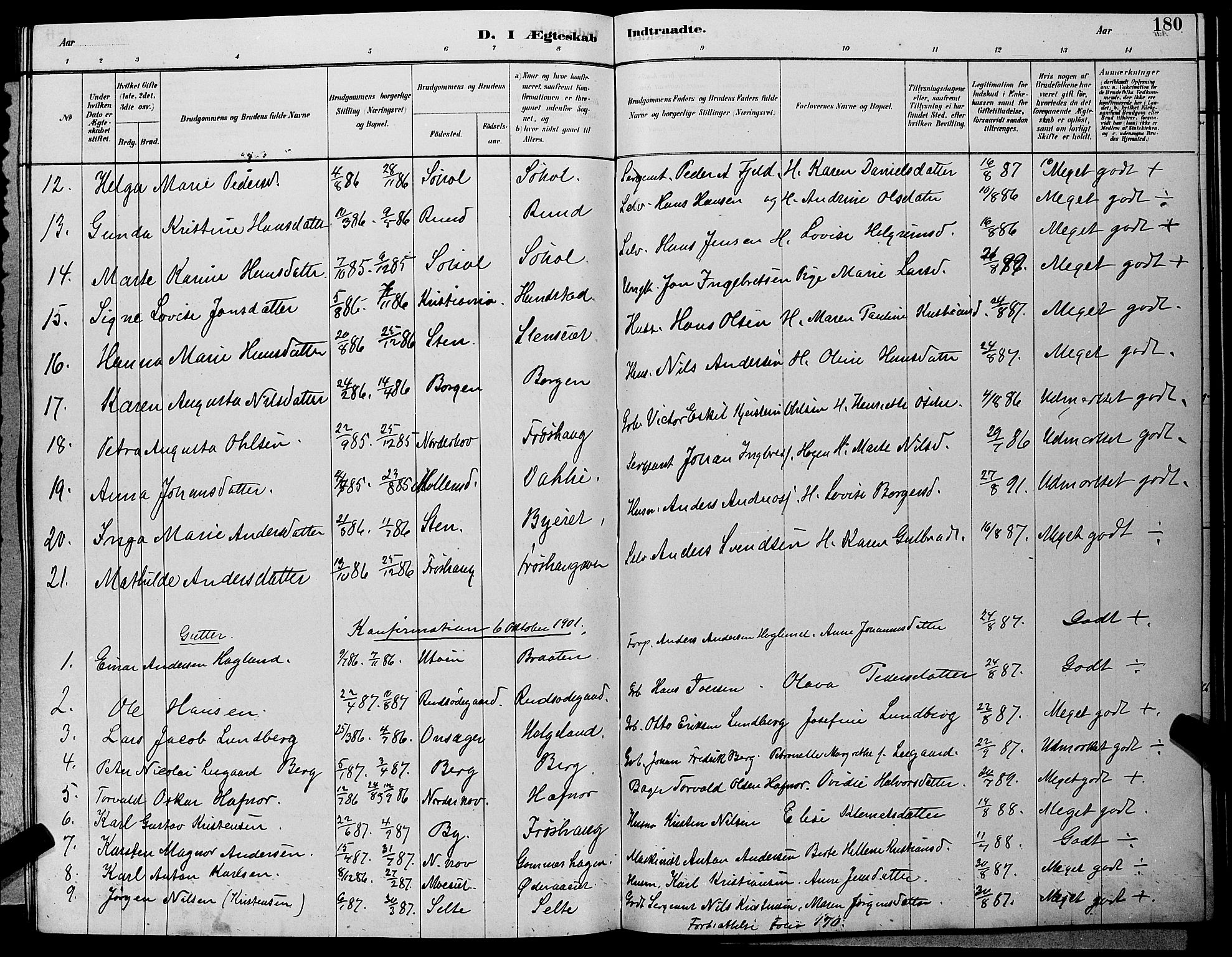 Hole kirkebøker, SAKO/A-228/G/Ga/L0003: Parish register (copy) no. I 3, 1879-1904, p. 180