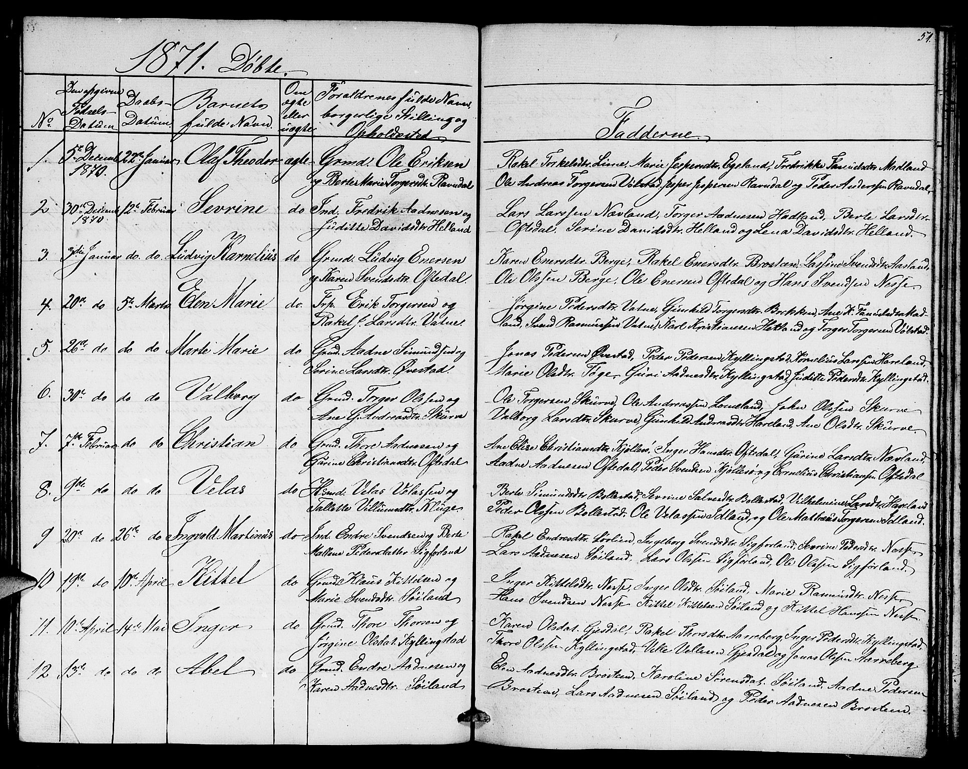 Lye sokneprestkontor, SAST/A-101794/001/30BB/L0003: Parish register (copy) no. B 3, 1852-1874, p. 51