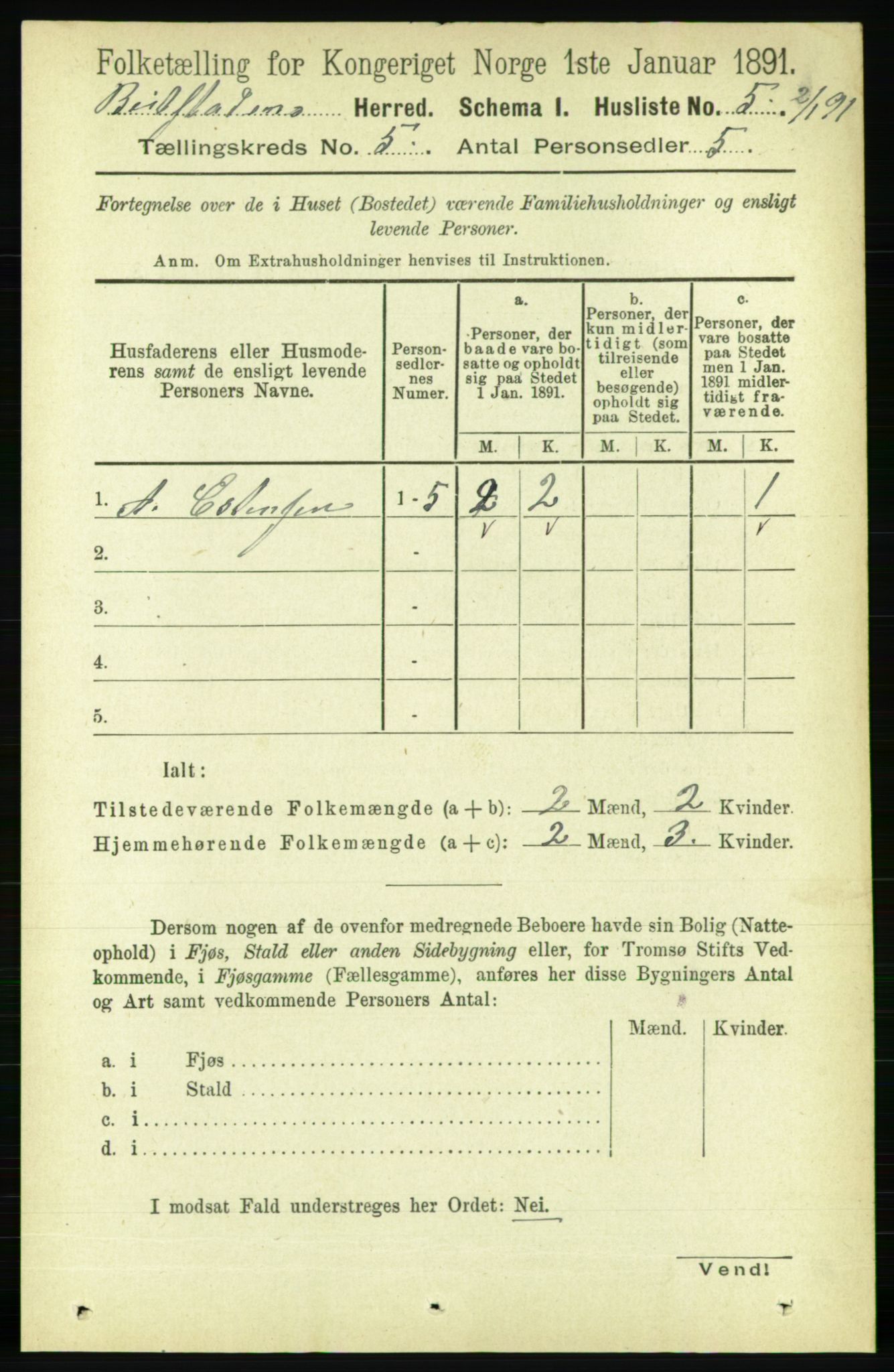 RA, 1891 census for 1727 Beitstad, 1891, p. 1208