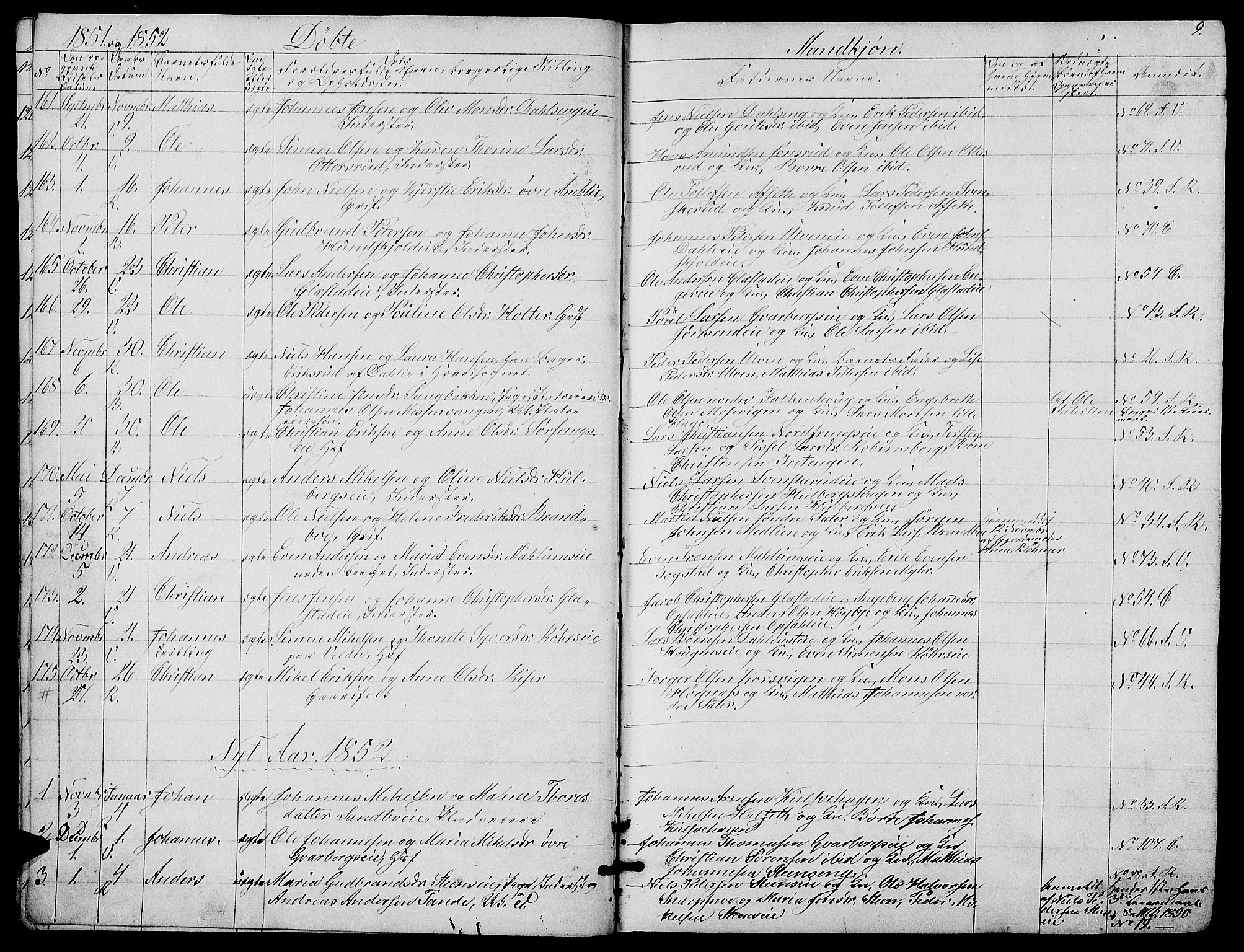 Ringsaker prestekontor, AV/SAH-PREST-014/L/La/L0006: Parish register (copy) no. 6, 1851-1860, p. 9