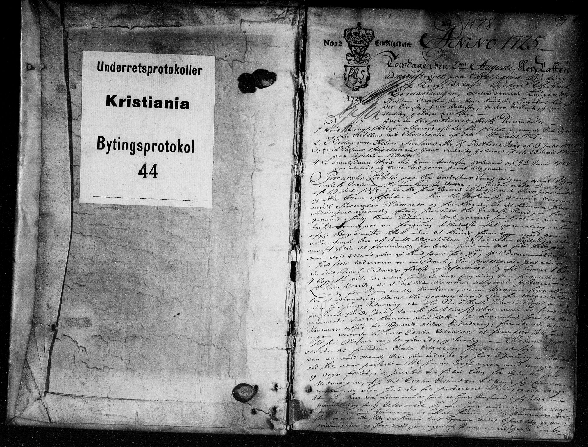 Christiania byfogd, SAO/A-11543/F/Fb/L0044: Tingbok, 1725-1727, p. 0-1
