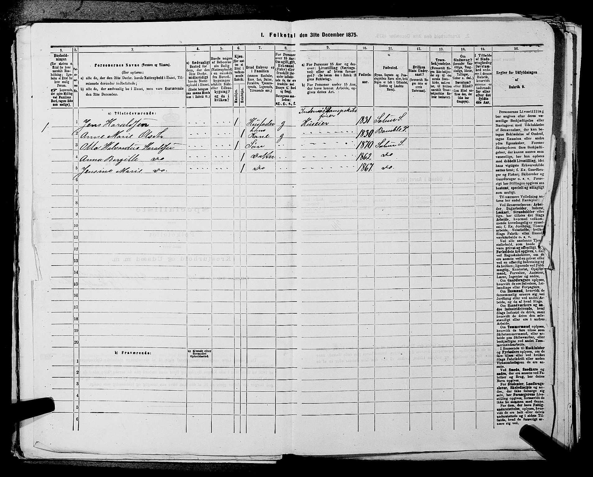 SAKO, 1875 census for 0818P Solum, 1875, p. 1206