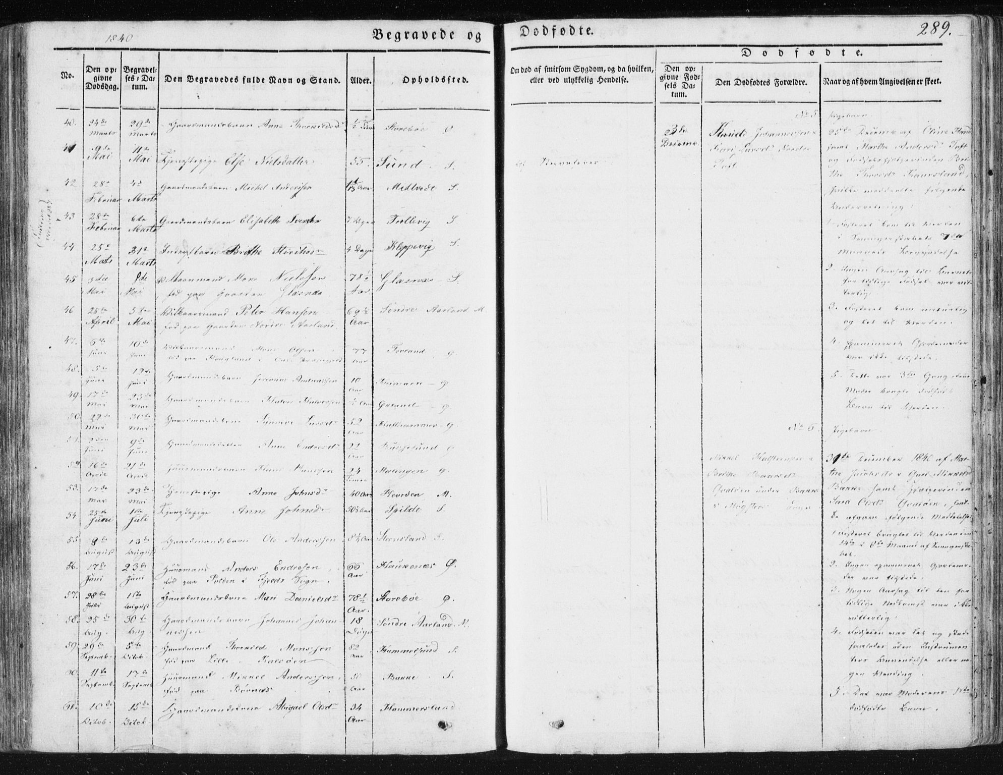 Sund sokneprestembete, AV/SAB-A-99930: Parish register (official) no. A 13, 1835-1849, p. 289