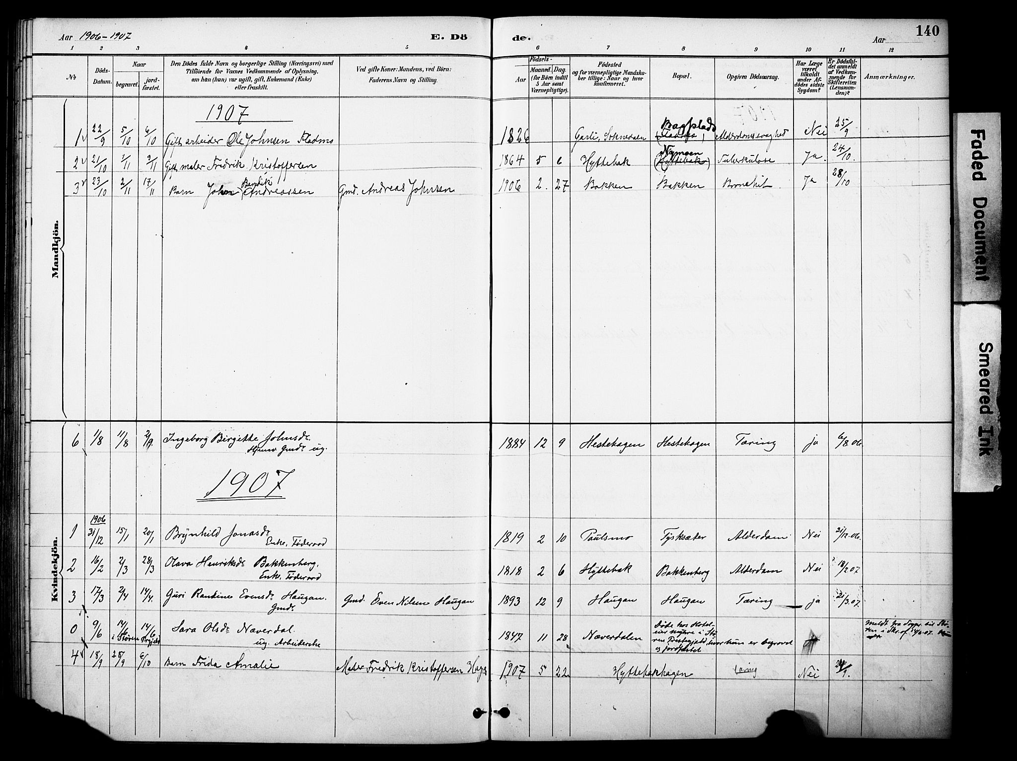 Kvikne prestekontor, AV/SAH-PREST-064/H/Ha/Haa/L0007: Parish register (official) no. 7, 1887-1911, p. 140