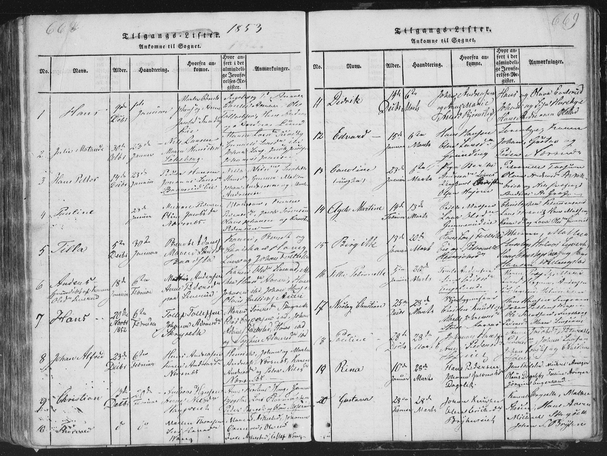Røyken kirkebøker, SAKO/A-241/G/Ga/L0003: Parish register (copy) no. 3, 1814-1856, p. 668-669