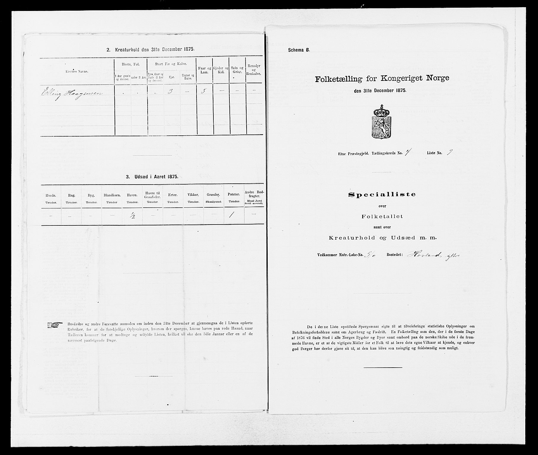 SAB, 1875 census for 1211P Etne, 1875, p. 291