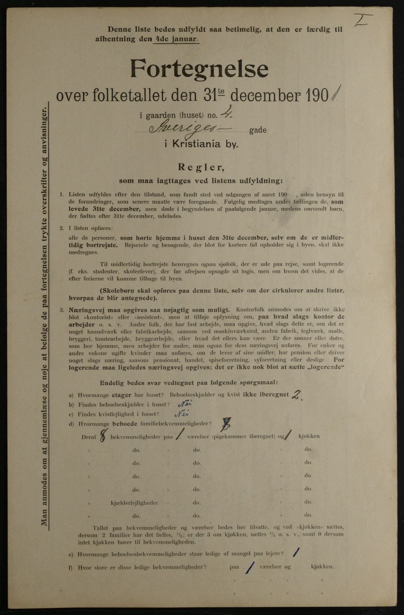 OBA, Municipal Census 1901 for Kristiania, 1901, p. 16258