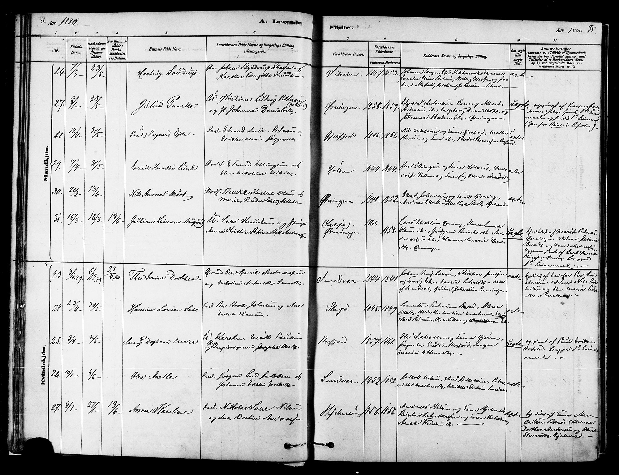 Ministerialprotokoller, klokkerbøker og fødselsregistre - Nordland, SAT/A-1459/834/L0507: Parish register (official) no. 834A05, 1878-1892, p. 35