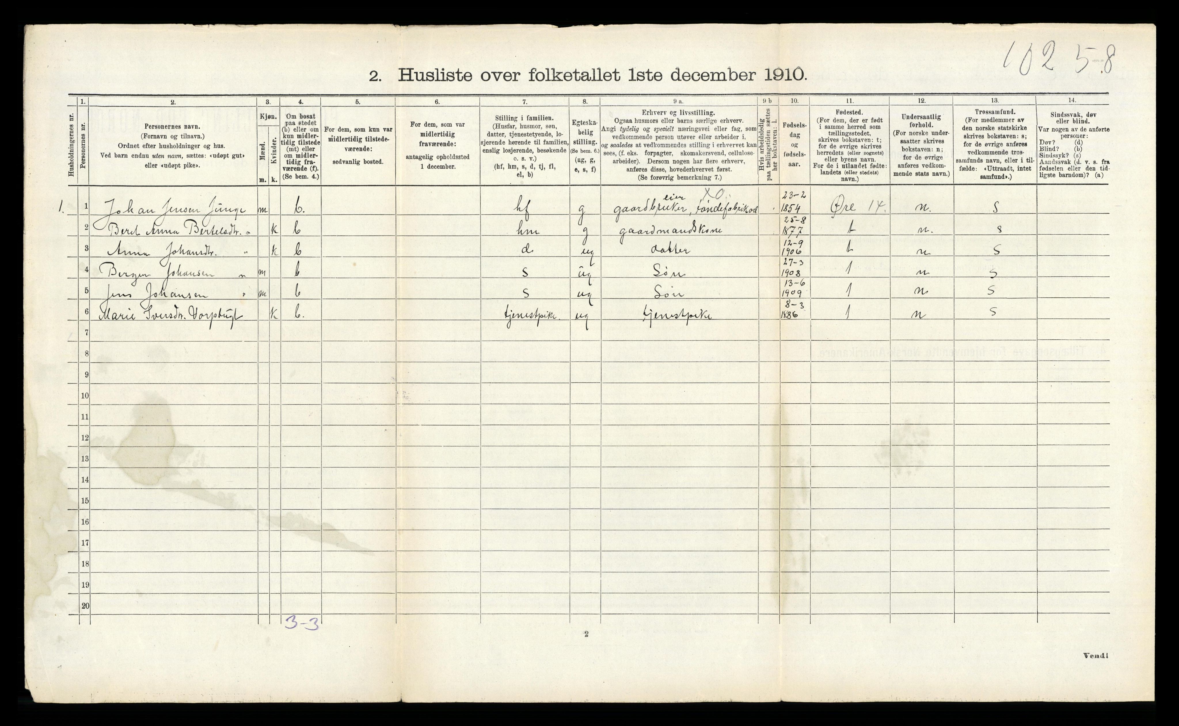 RA, 1910 census for Bremsnes, 1910, p. 371