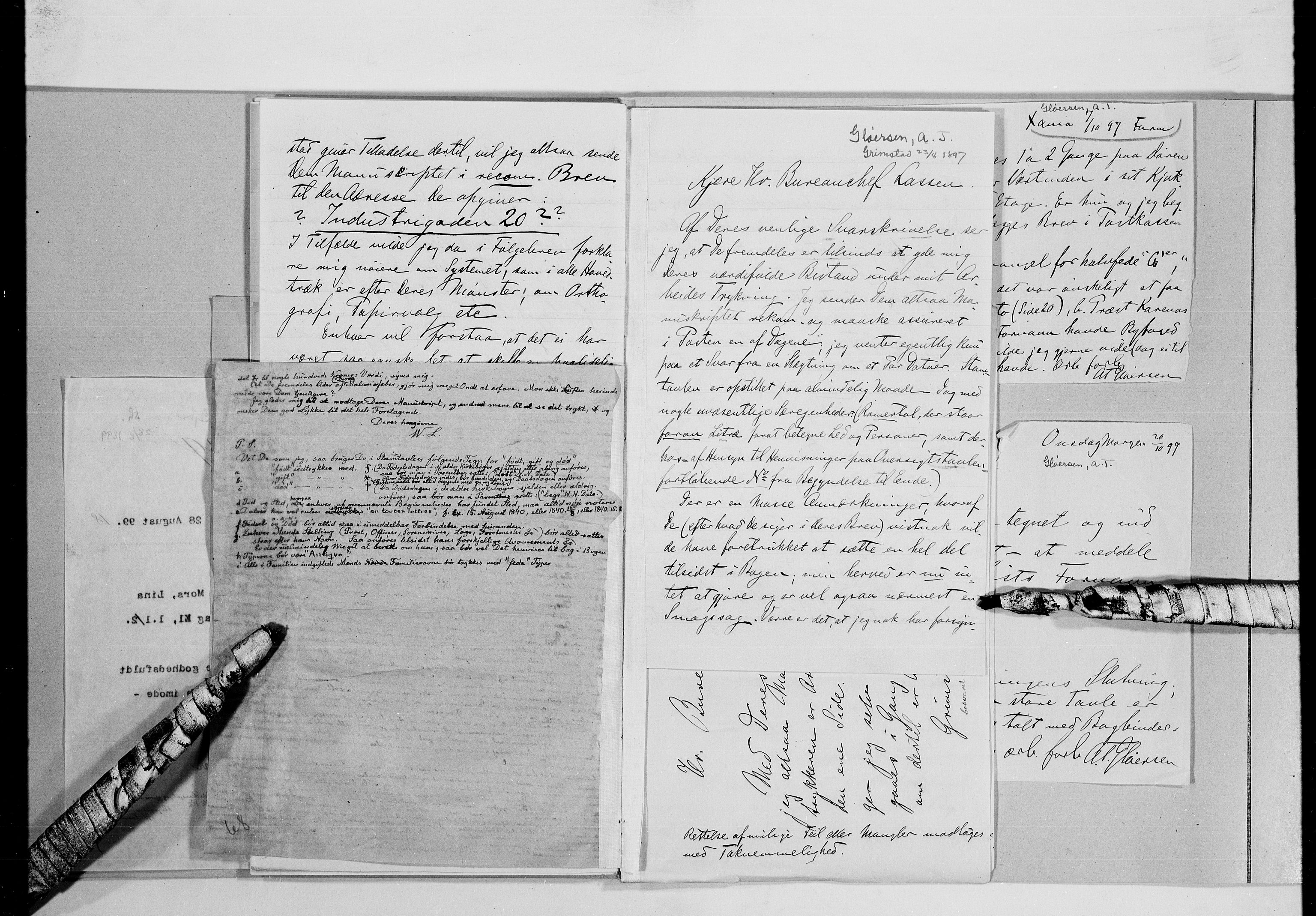 Lassens samlinger, AV/RA-PA-0051/G/L0097: Alfabetisk ordnede brev til Wilhelm Lassen: Fabritius - Grønvold, 1815-1907, p. 174