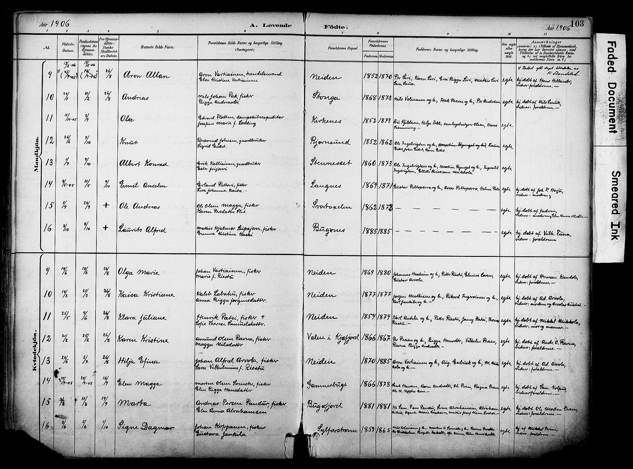 Sør-Varanger sokneprestkontor, AV/SATØ-S-1331/H/Ha/L0004kirke: Parish register (official) no. 4, 1891-1908, p. 103