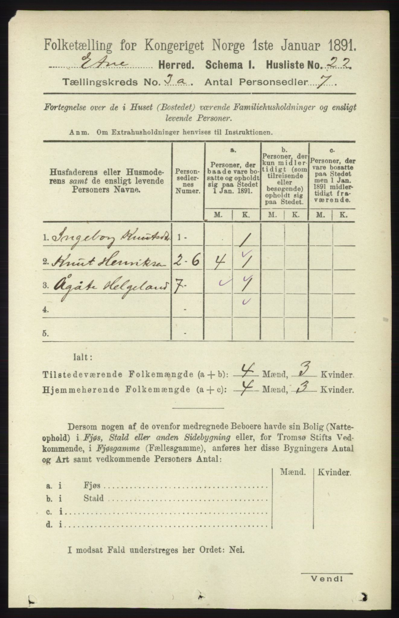 RA, 1891 census for 1211 Etne, 1891, p. 684