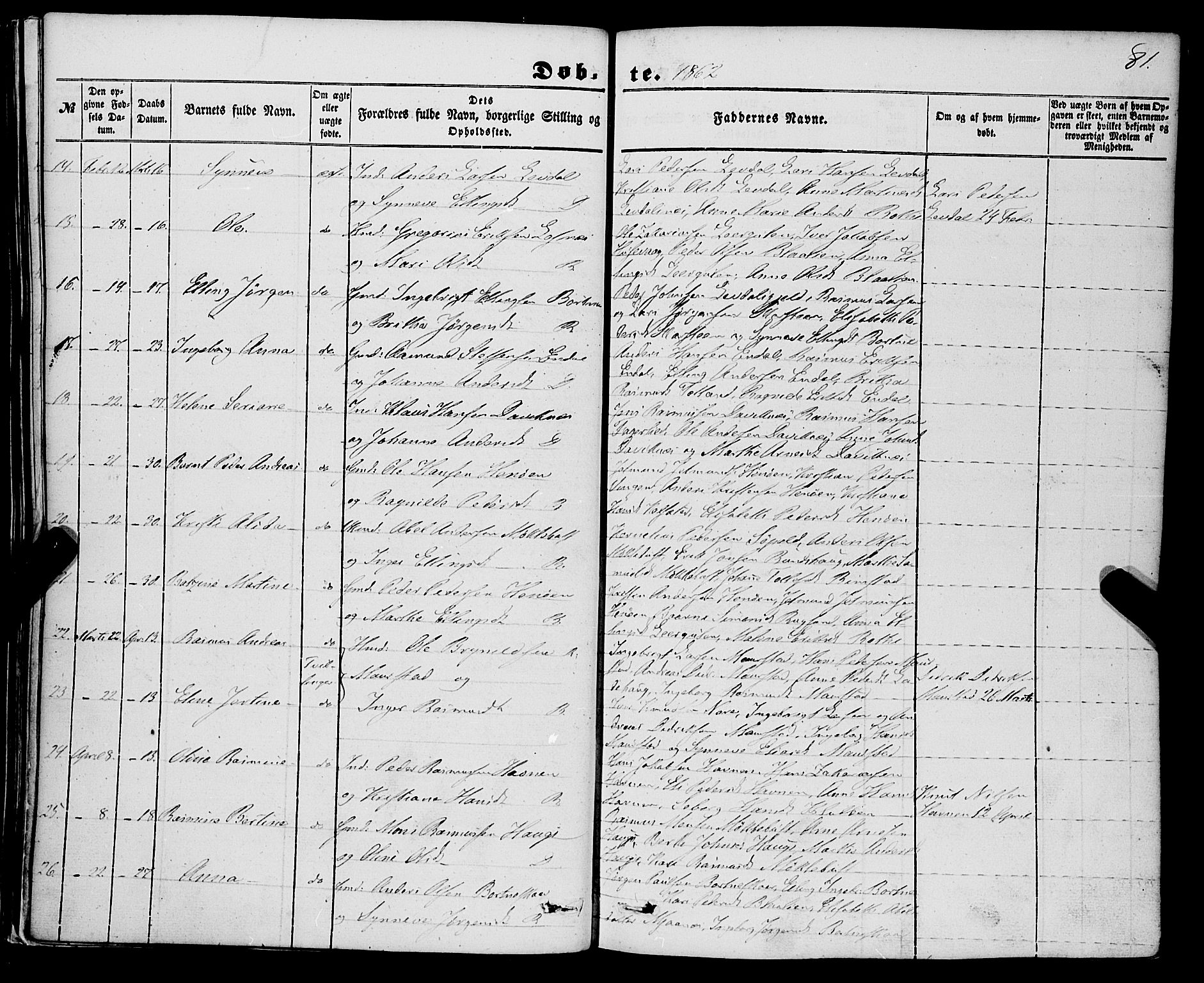 Davik sokneprestembete, AV/SAB-A-79701/H/Haa/Haaa/L0005: Parish register (official) no. A 5, 1850-1866, p. 81