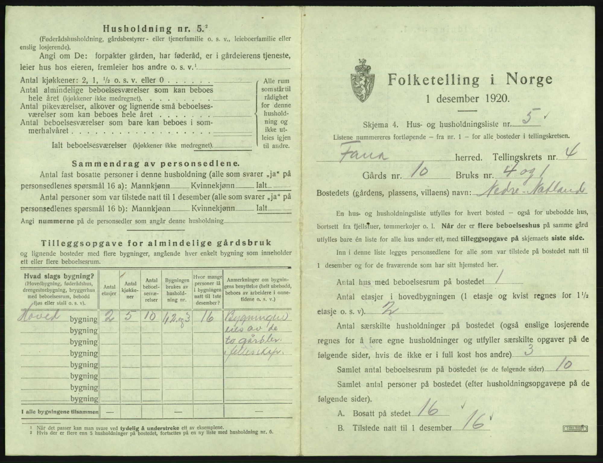 SAB, 1920 census for Fana, 1920, p. 353