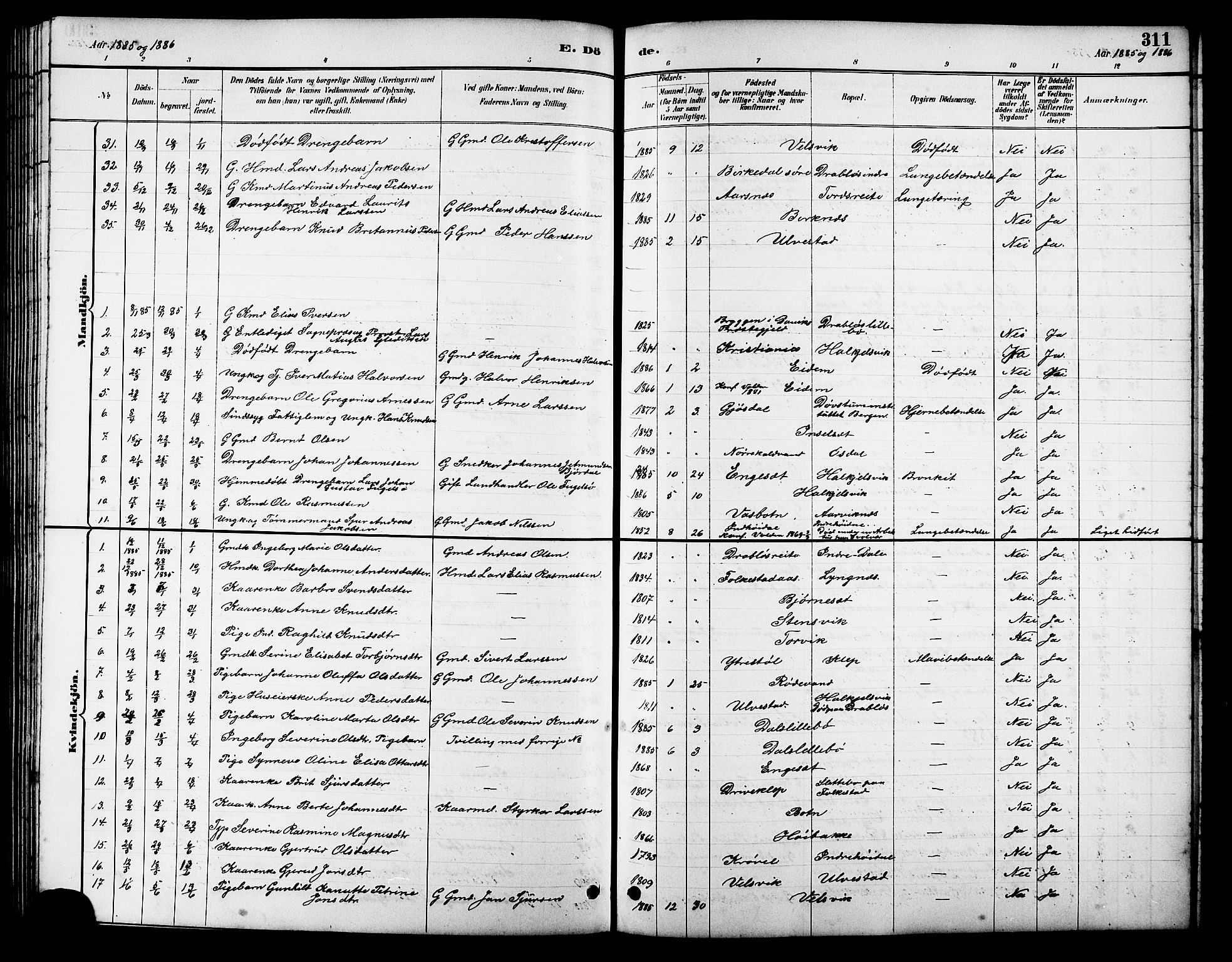 Ministerialprotokoller, klokkerbøker og fødselsregistre - Møre og Romsdal, AV/SAT-A-1454/511/L0158: Parish register (copy) no. 511C04, 1884-1903, p. 311