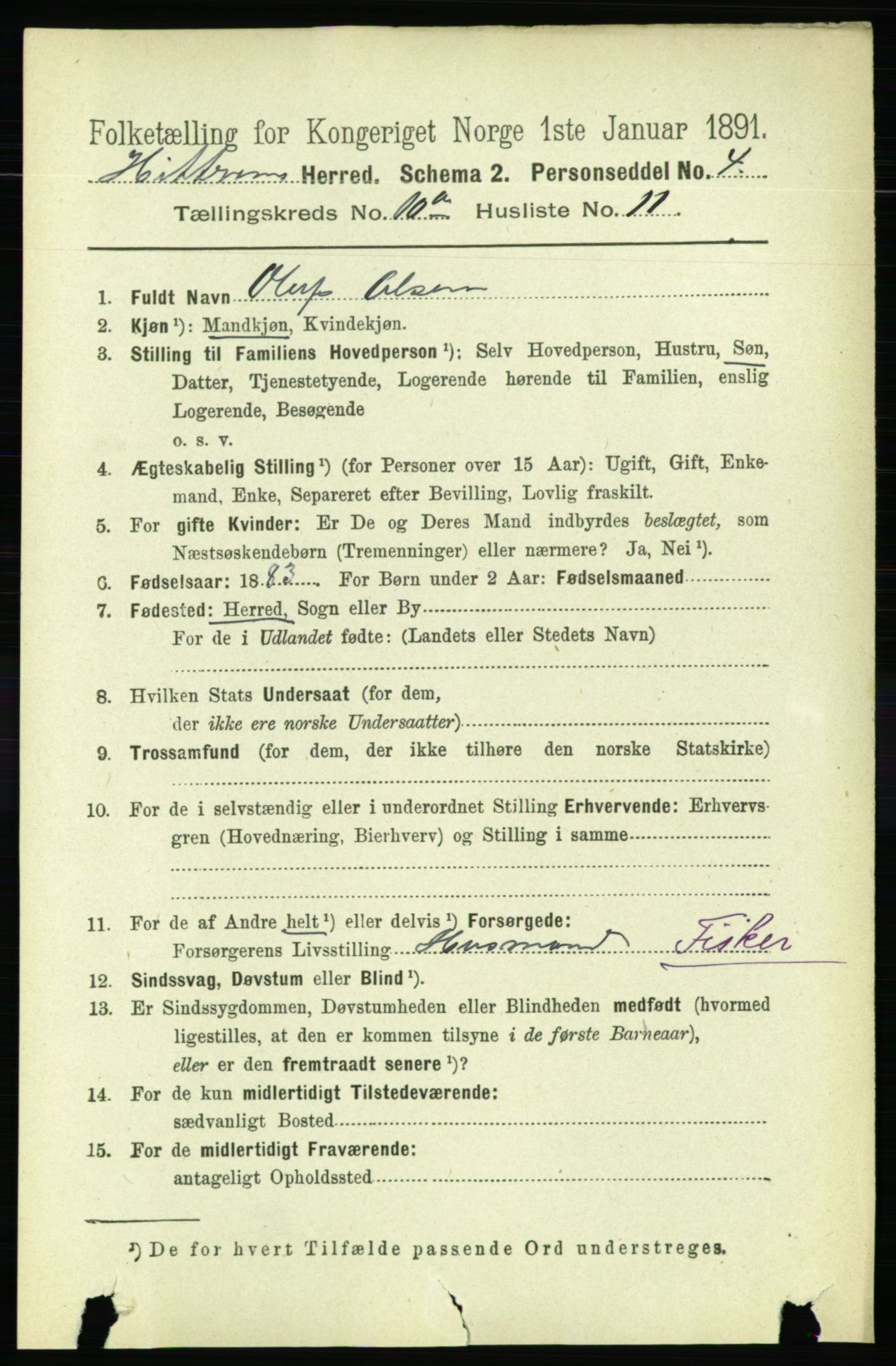 RA, 1891 census for 1617 Hitra, 1891, p. 2303